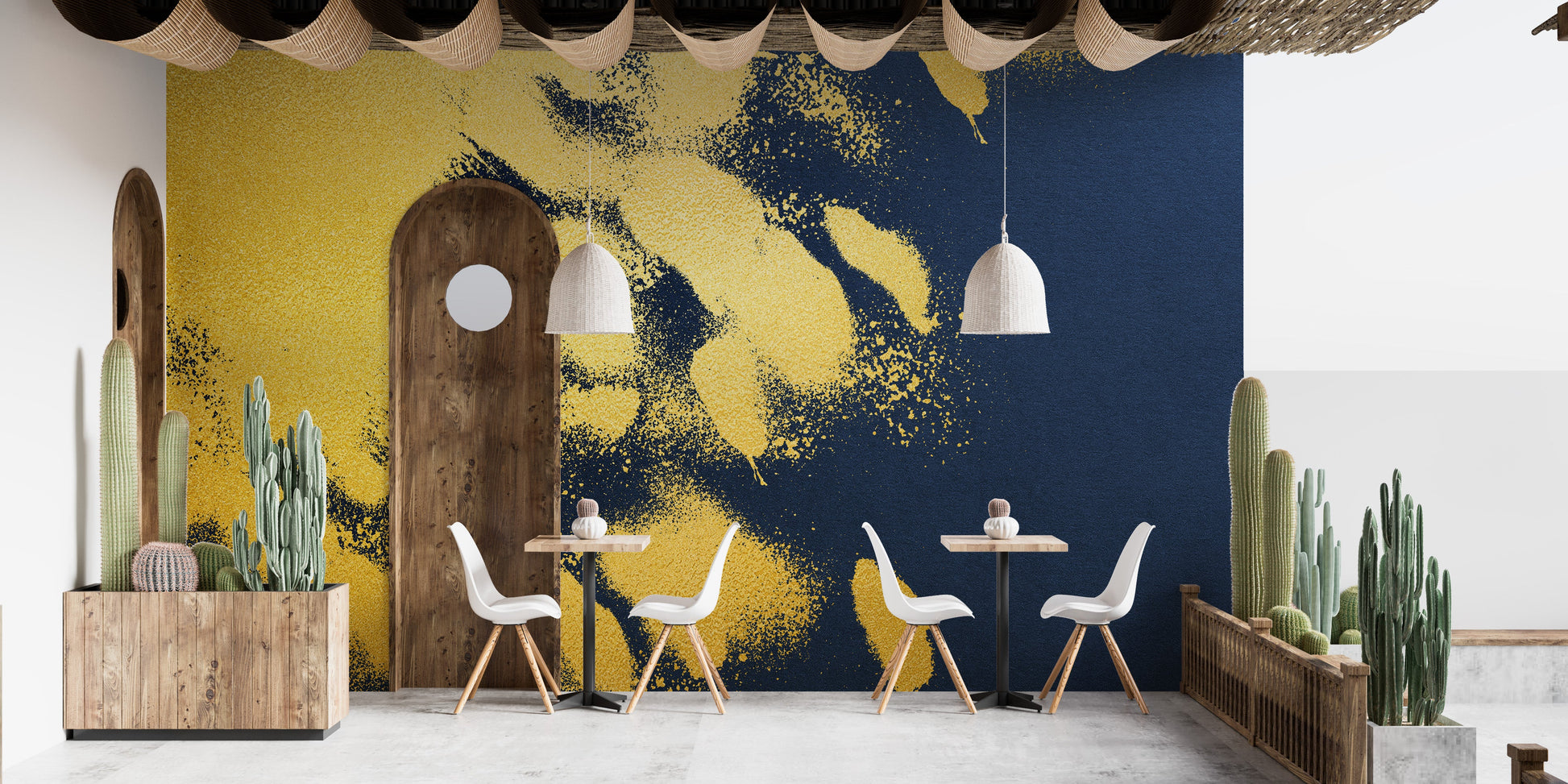 Golden Colour Brush Strokes Wallpaper Mural - Giffywalls