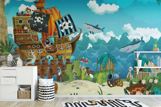 Pirates On The Sea Kids Wallpaper Mural