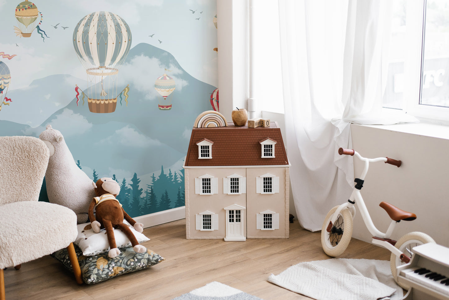 Jolly Hot Air Balloons Kids Room Wallpaper Mural - Giffywalls