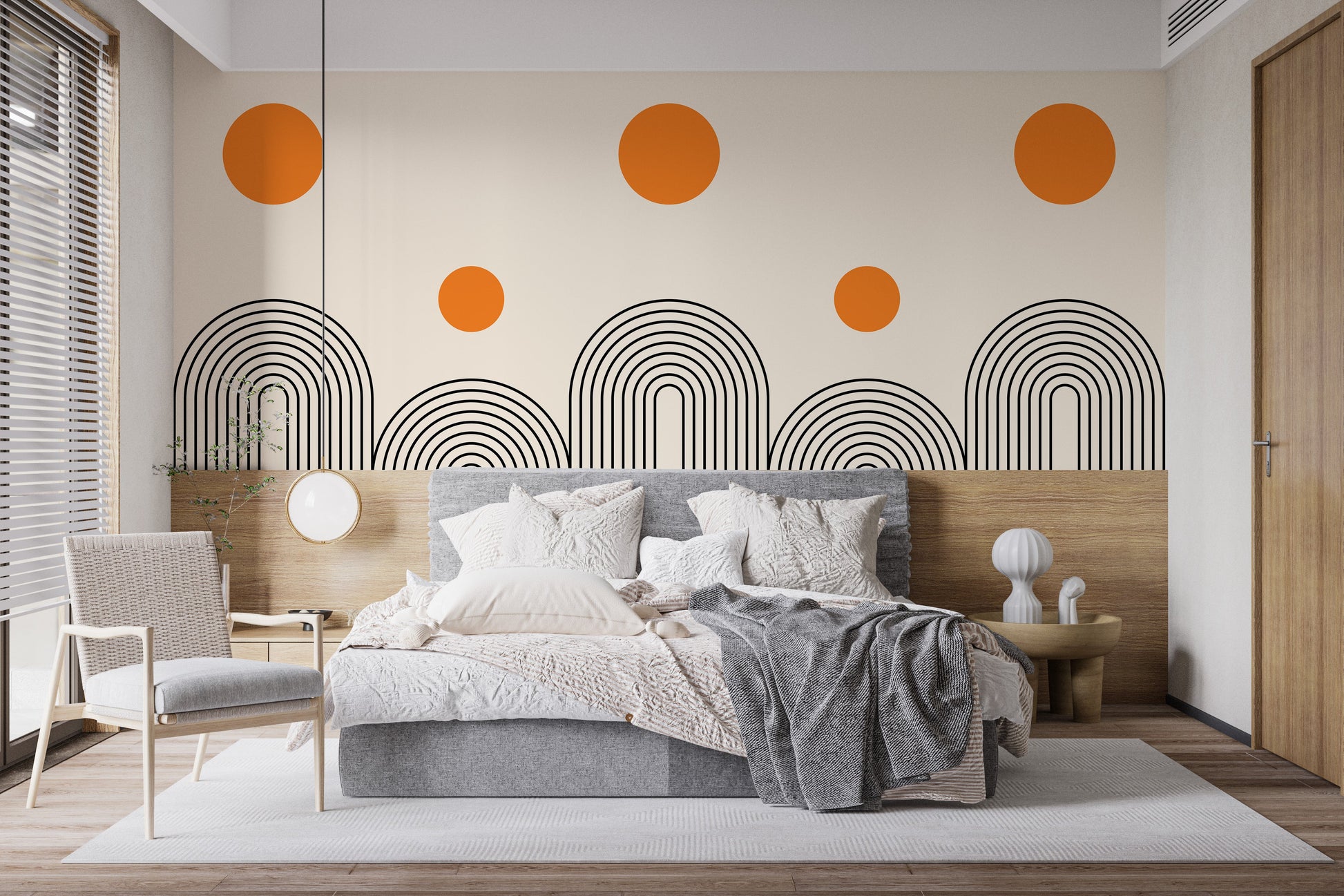 Geometric Boho Art Line Wallpaper Mural - Giffywalls