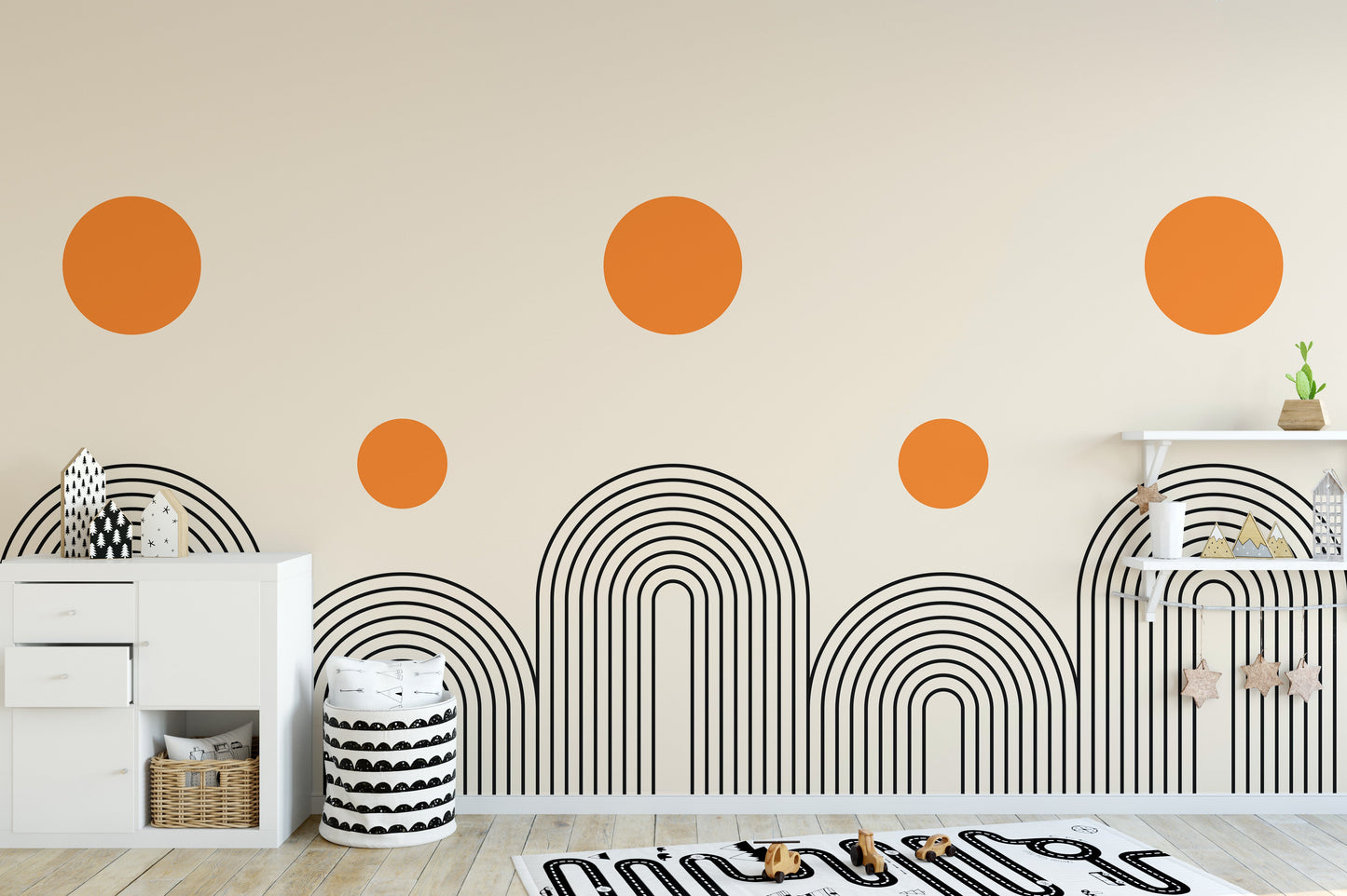 Geometric Boho Art Line Wallpaper Mural - Giffywalls