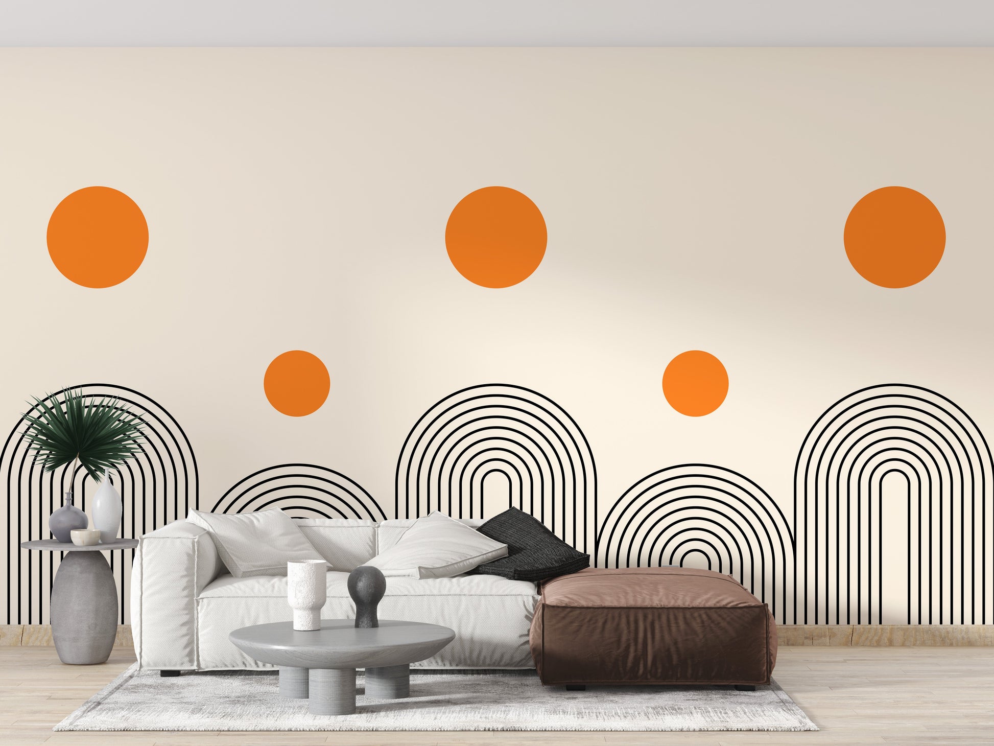 Geometric Boho Art Line Wallpaper Mural - Giffywalls