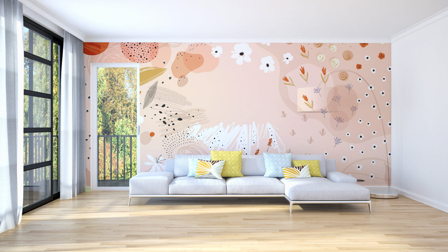 Abstract floral art wallpaper mural for walls
