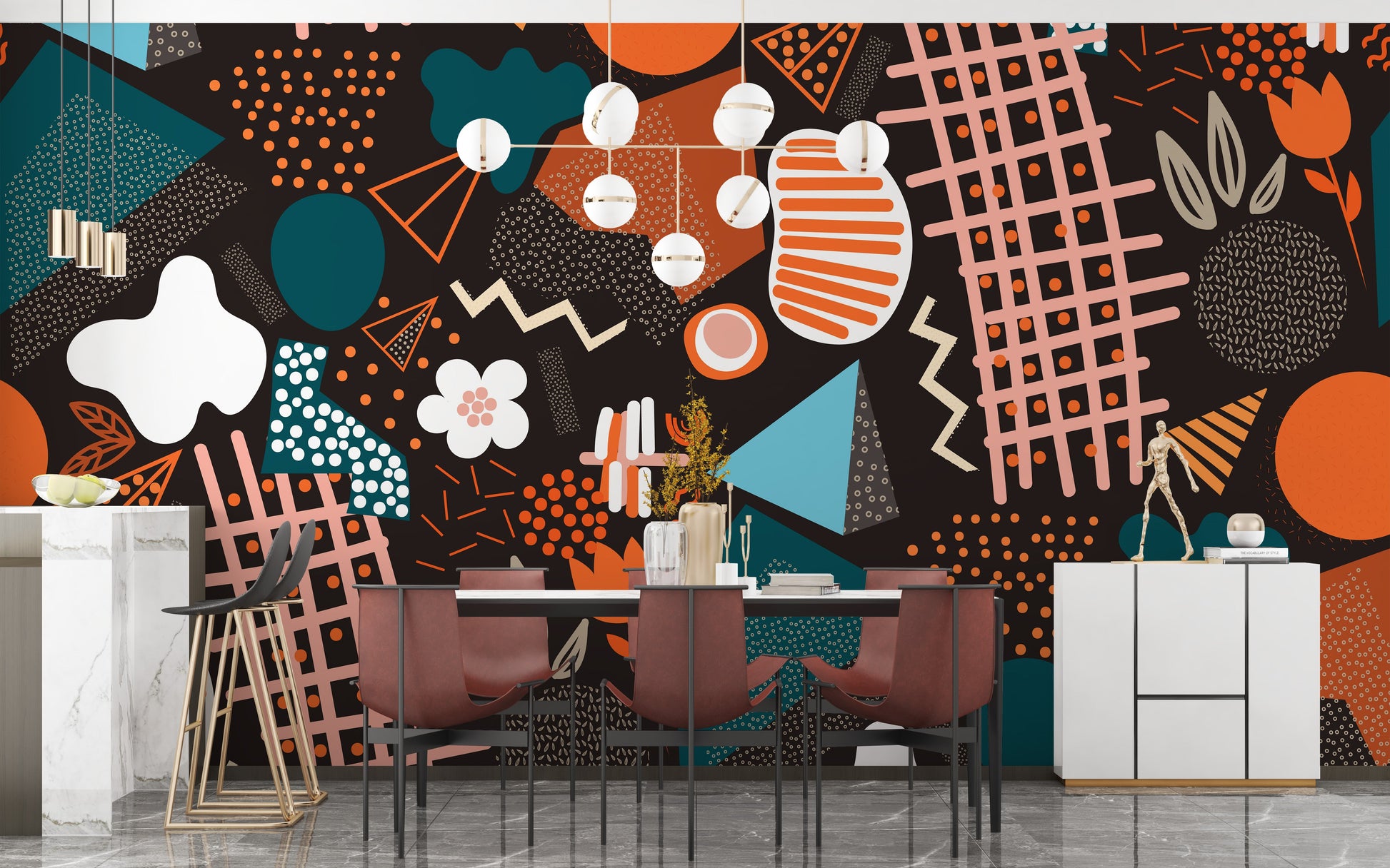 Handcrafted Abstract Art Wallpaper Wall Mural - Giffywalls