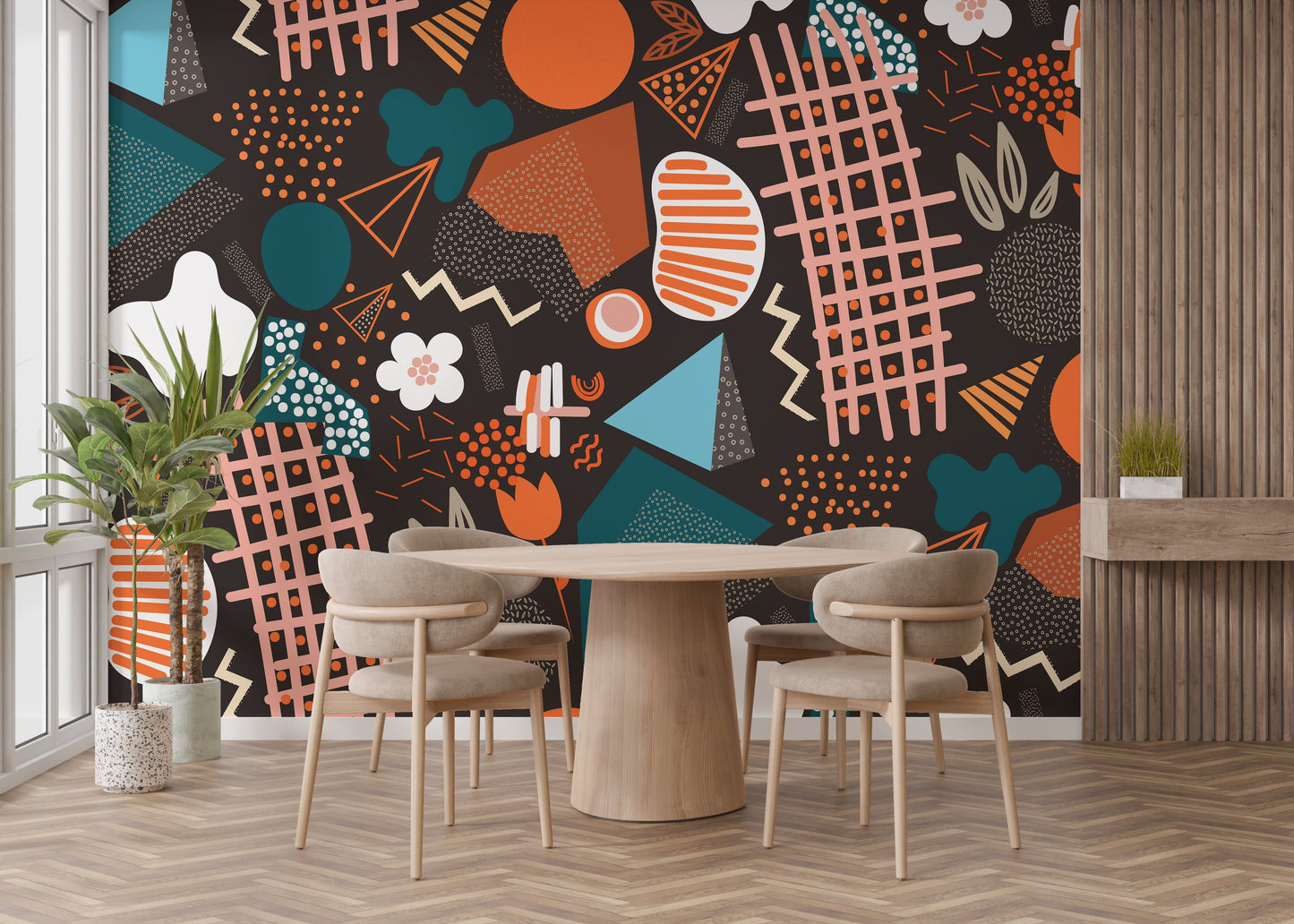 Unique handcrafted abstract art wallpaper mural