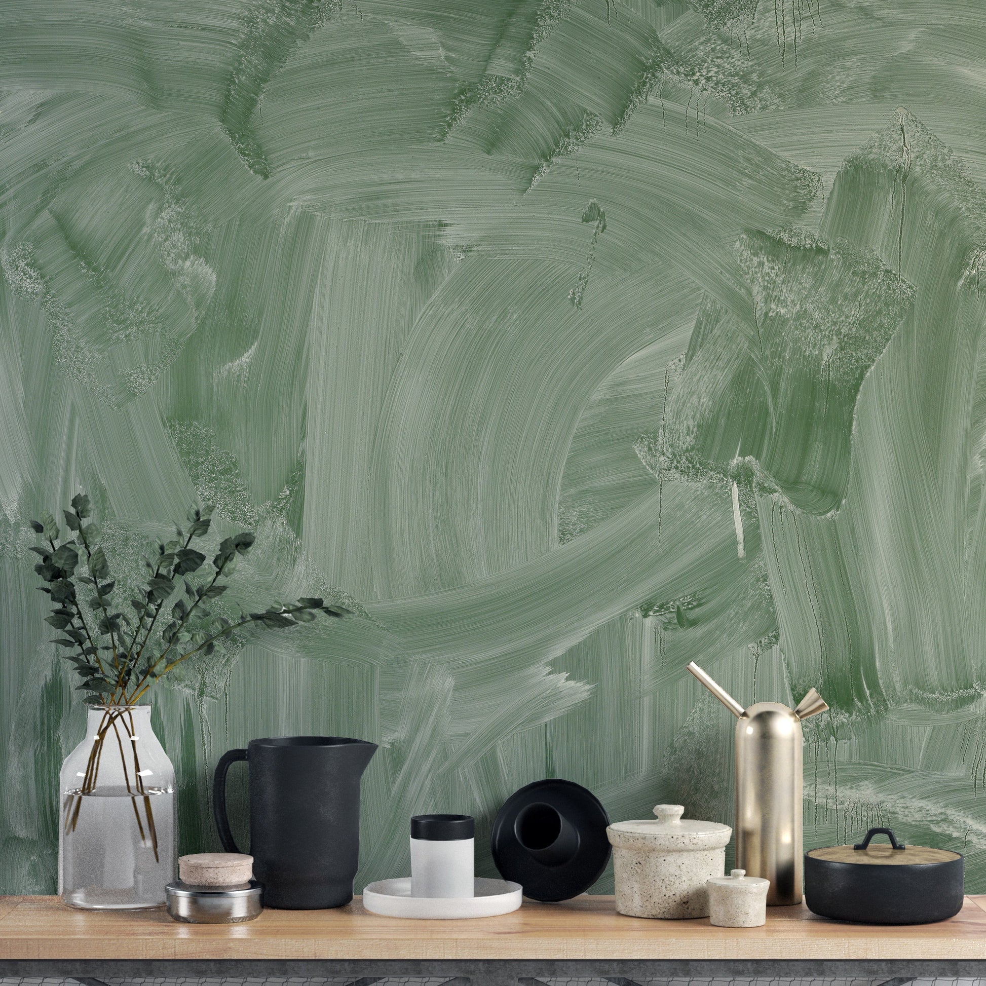 Green board smudge wallpaper mural for walls