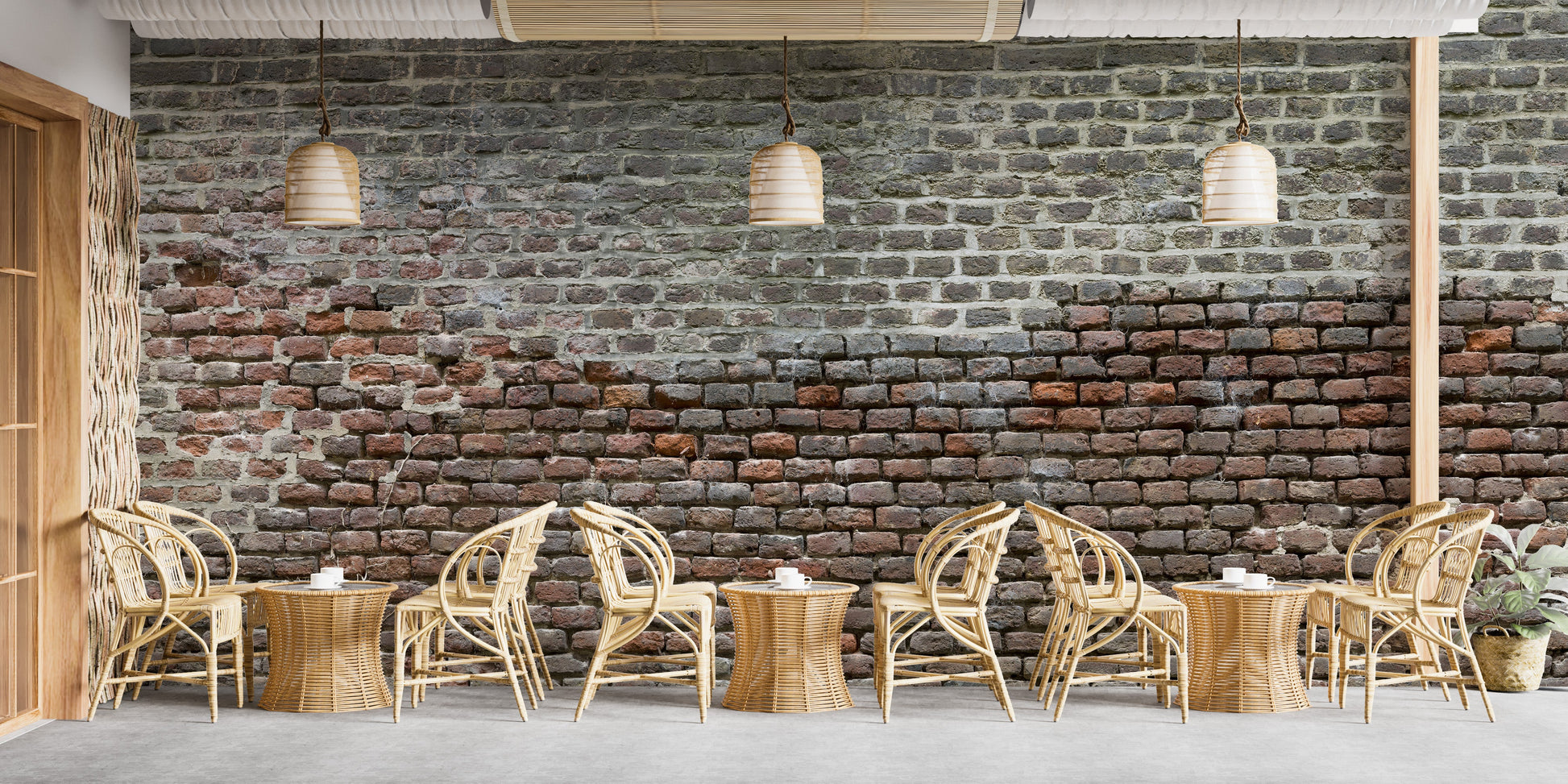 Soiled dirt and rustic brick wallpaper mural