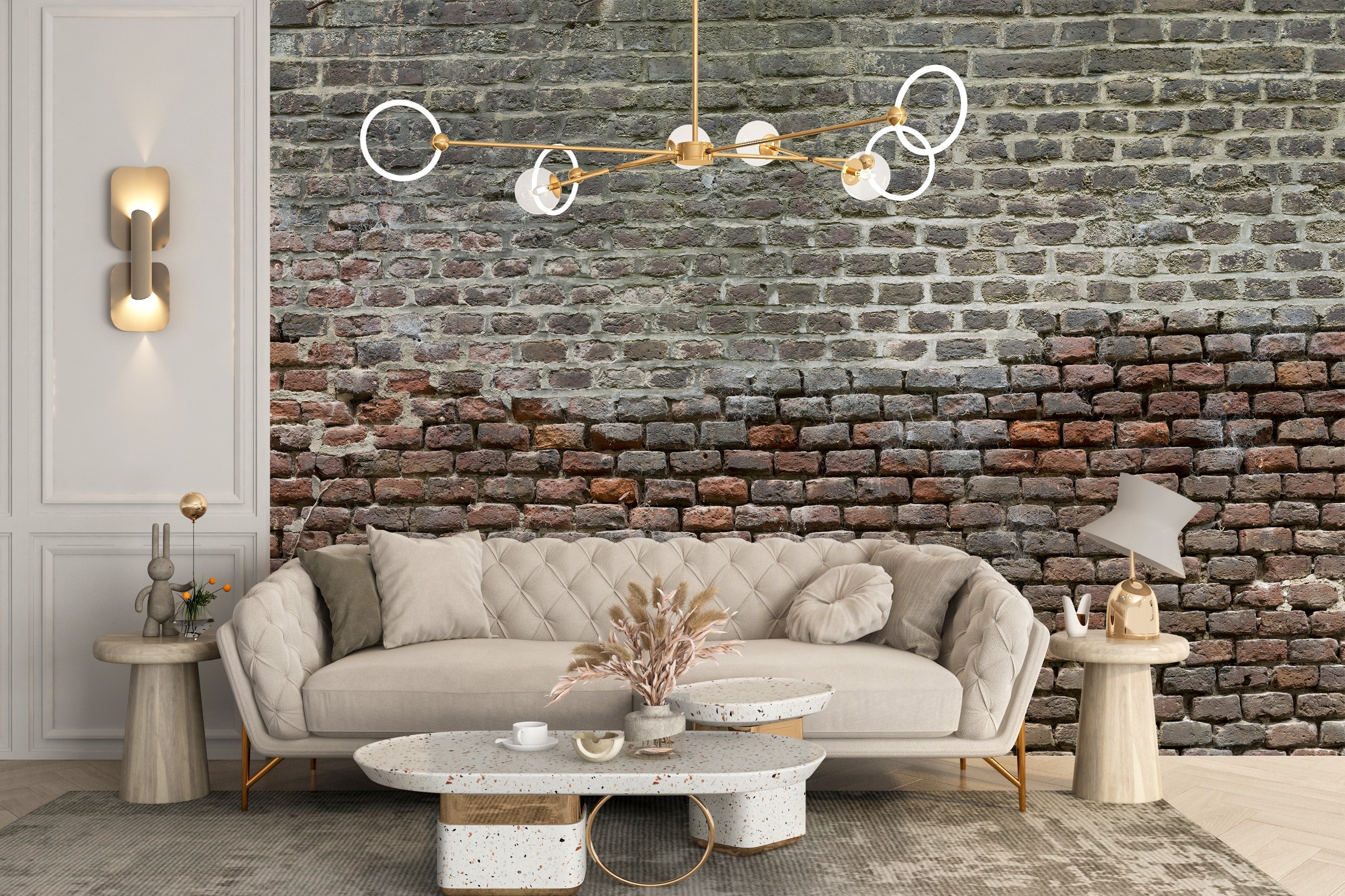 Soiled Dirt & Rustic Brick Wallpaper Mural - Giffywalls