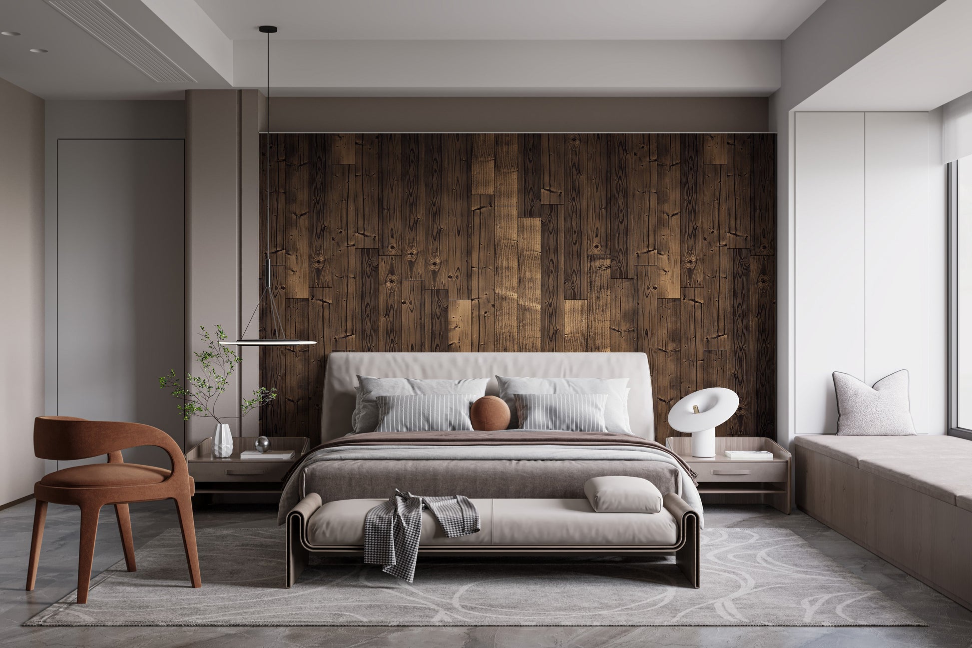 Elegant Solid Dark Brown Oak Wood Wallpaper - Giffywalls