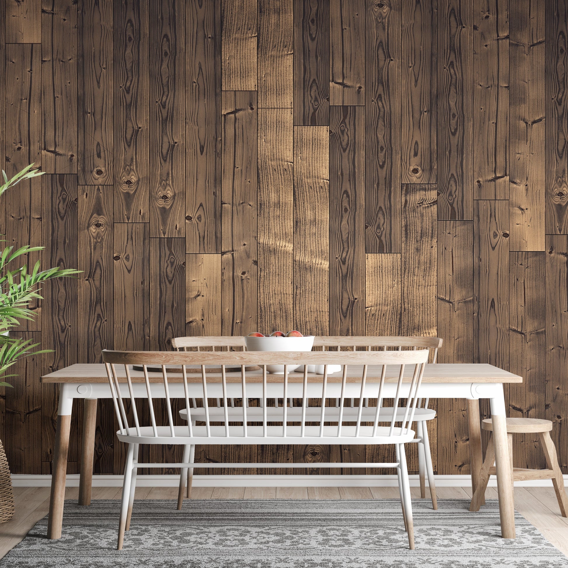 Elegant Solid Dark Brown Oak Wood Wallpaper - Giffywalls