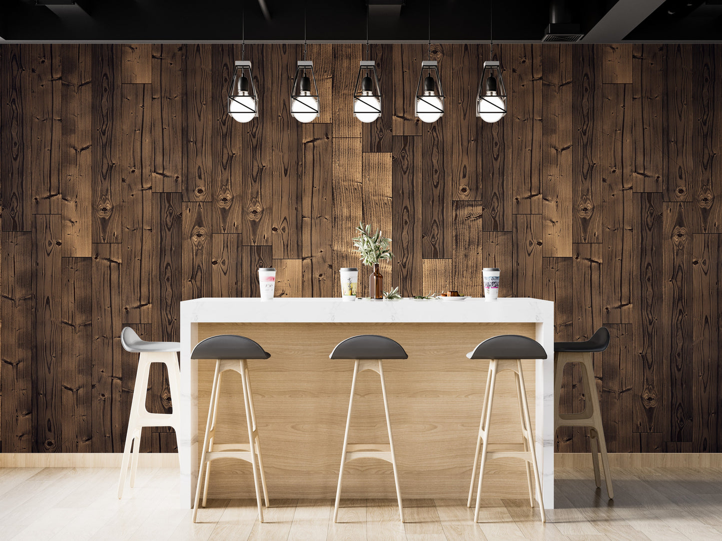 Elegant Solid Dark Brown Oak Wood Wallpaper - Giffywalls