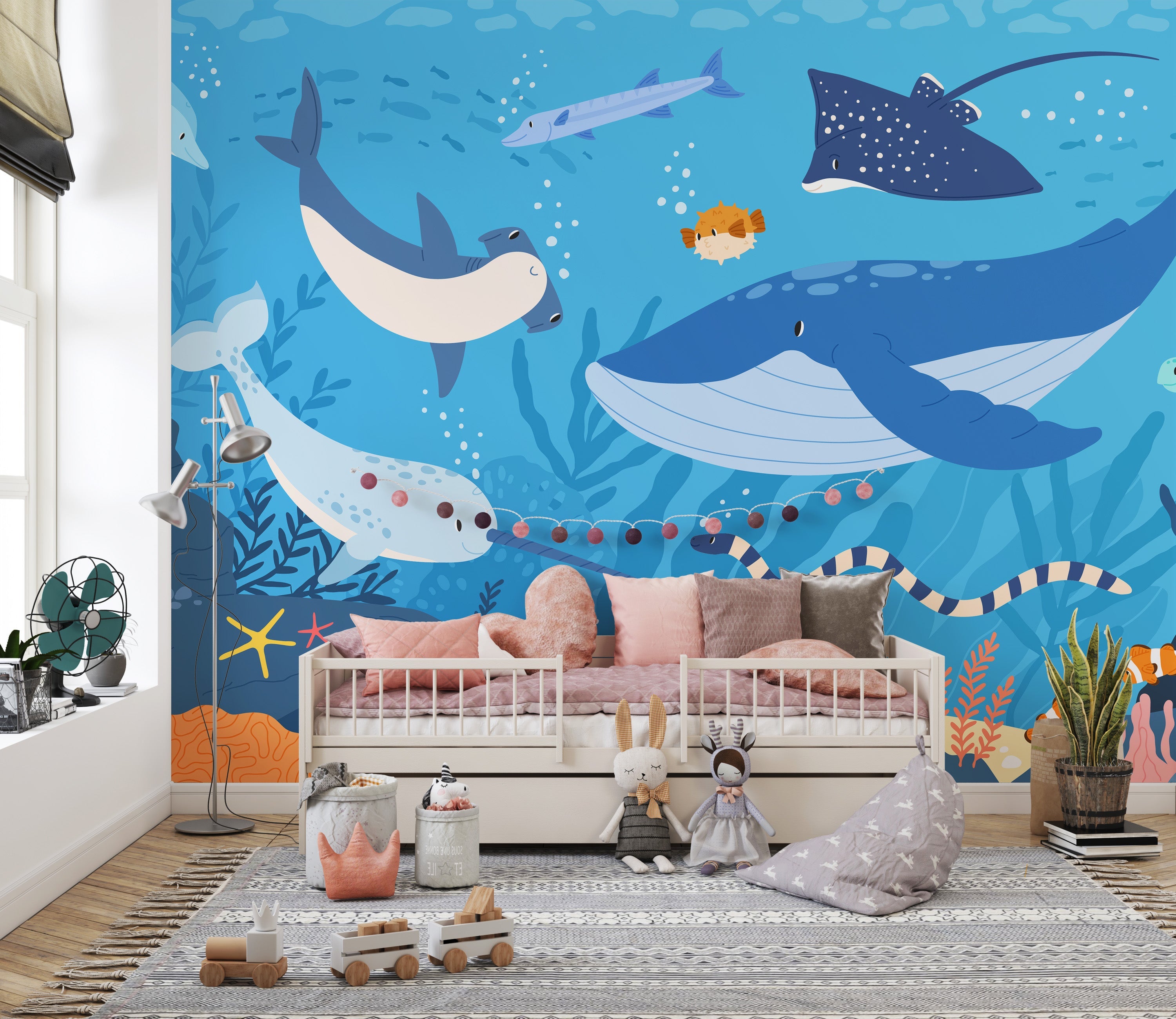 Marine life underwater wallpaper with fish design