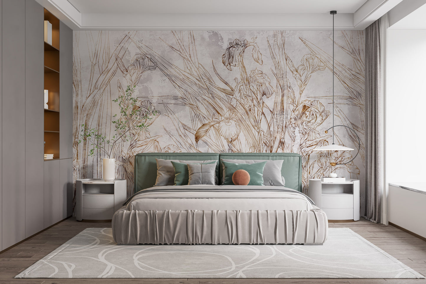 Irises floral pattern wallpaper Mural - Giffywalls