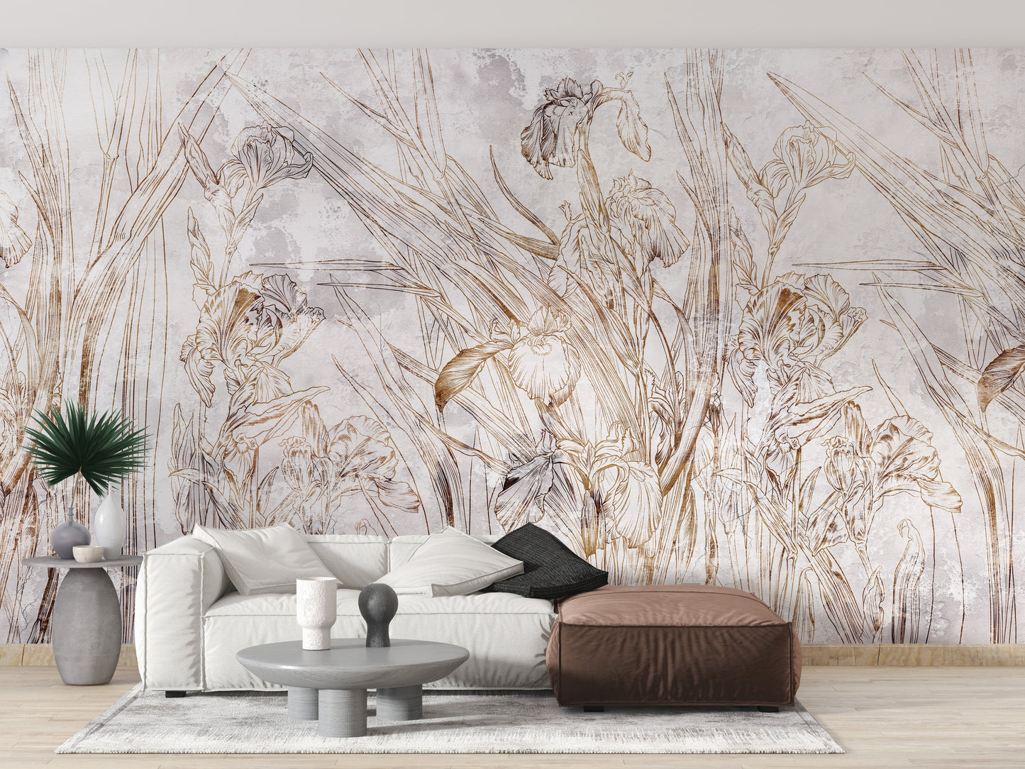 Irises floral pattern wallpaper Mural - Giffywalls