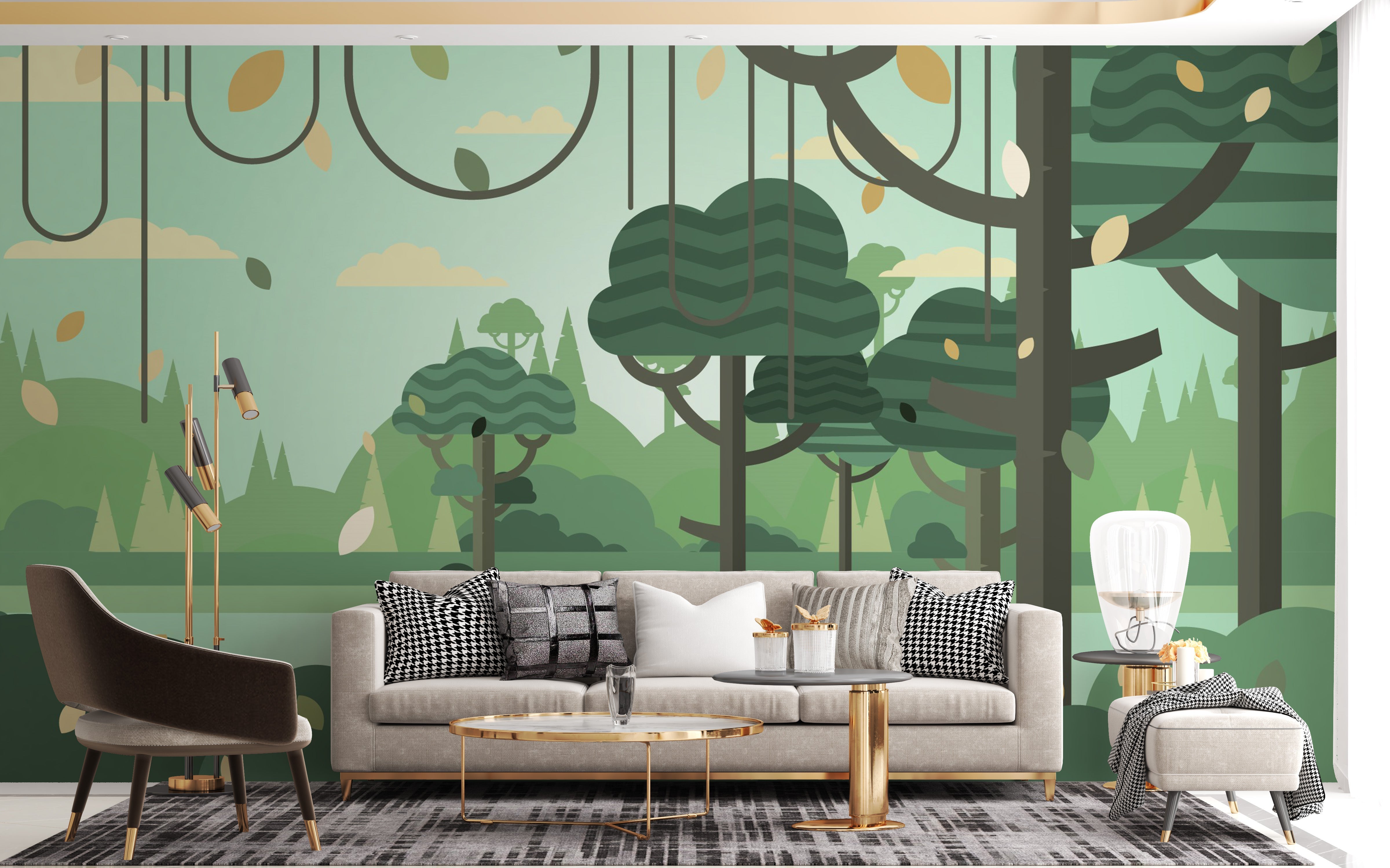 Green Botanical Prints Wall Mural for Kids Room - Giffywalls