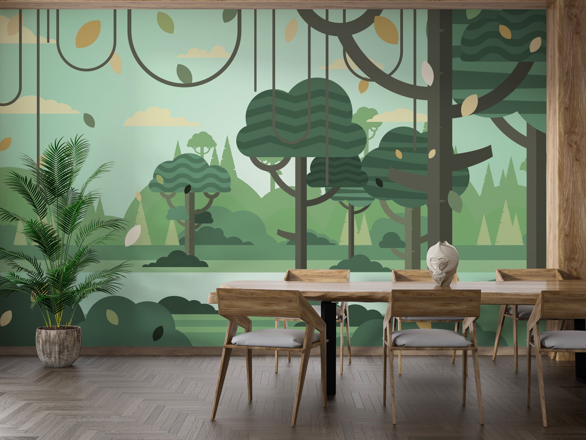 Green Botanical Prints Wall Mural for Kids Room - Giffywalls