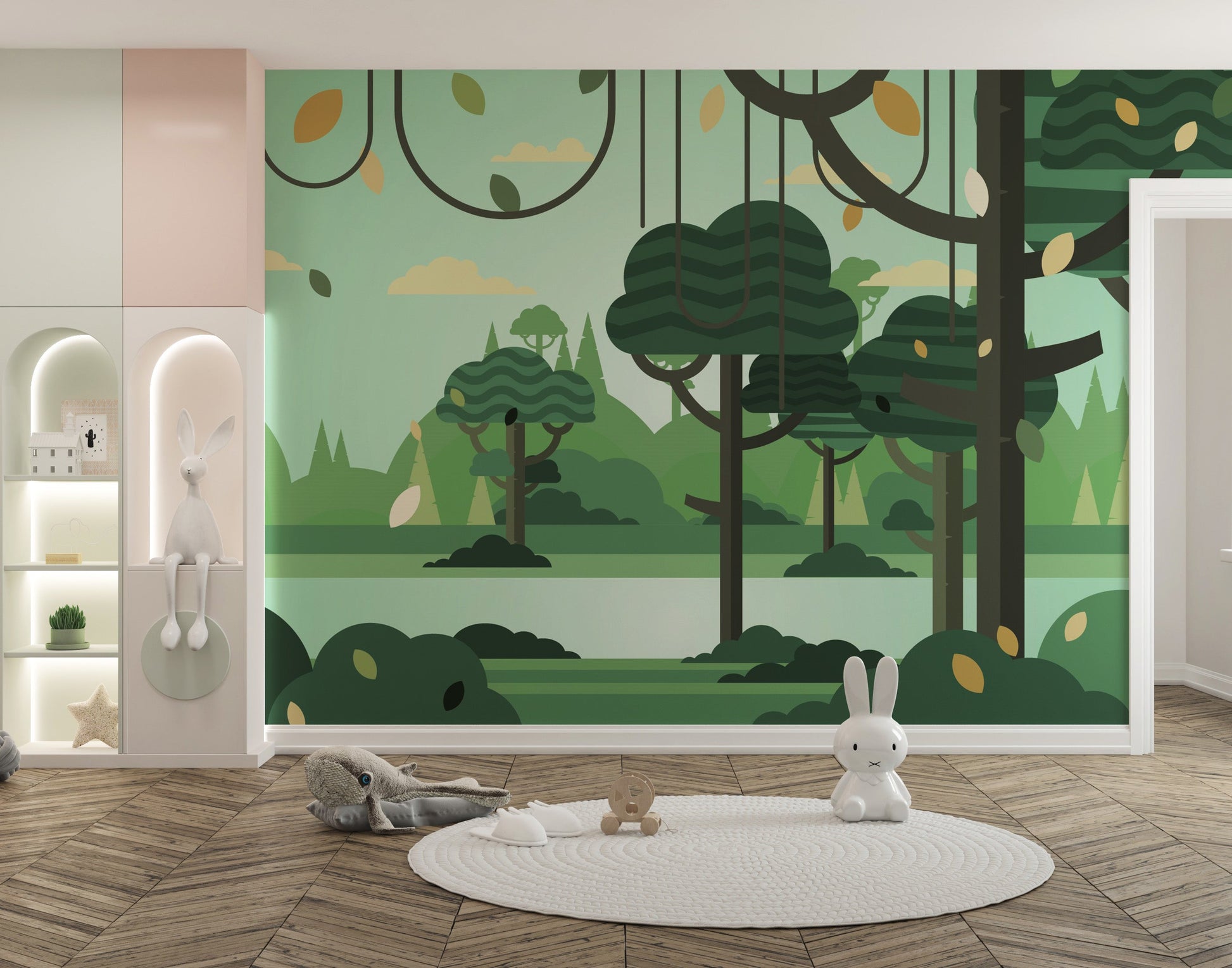 Green Botanical Prints Wall Mural for Kids Room - Giffywalls