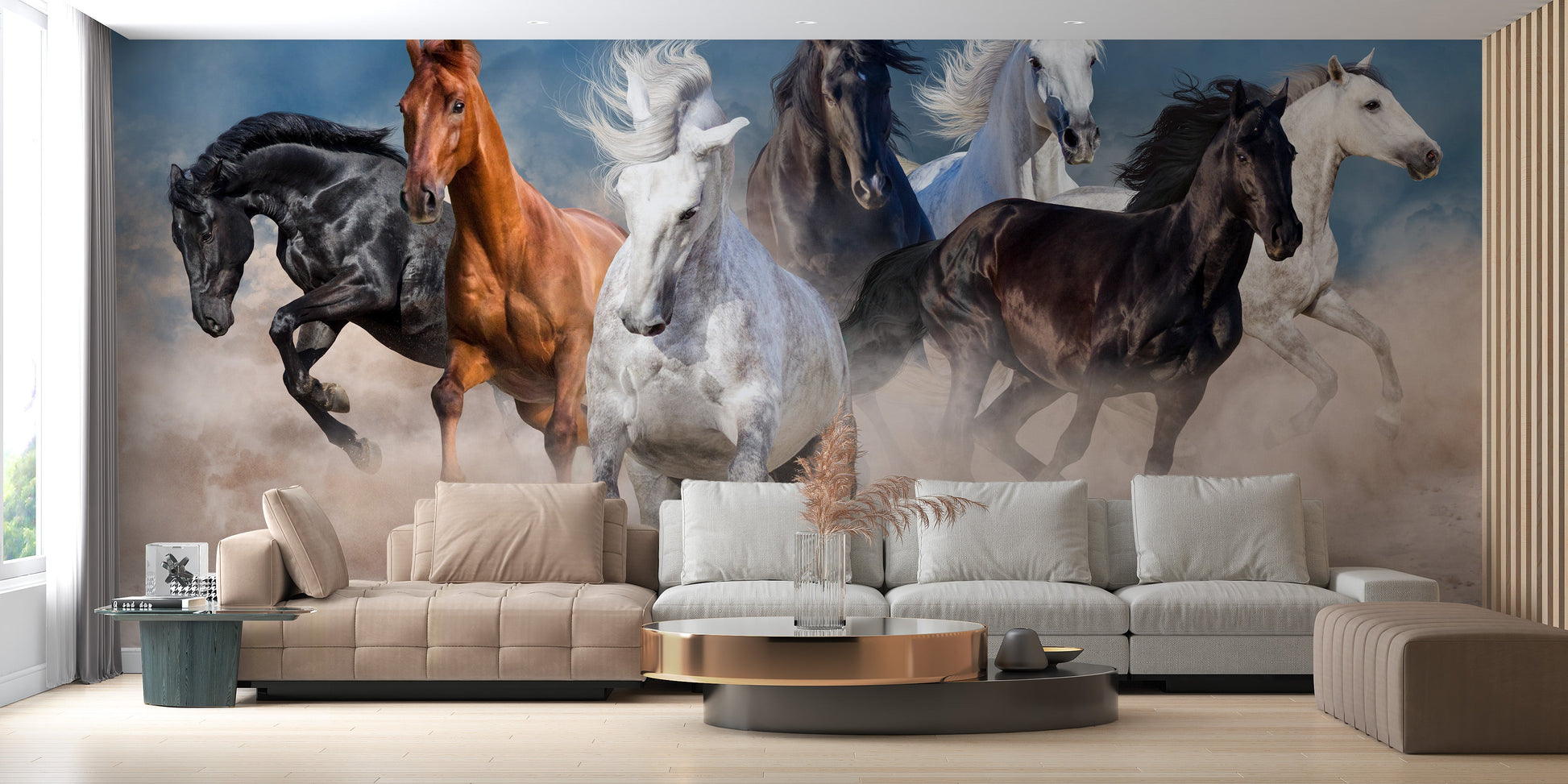 Stormy Running Horse Desert Wallpaper Mural - Giffywalls