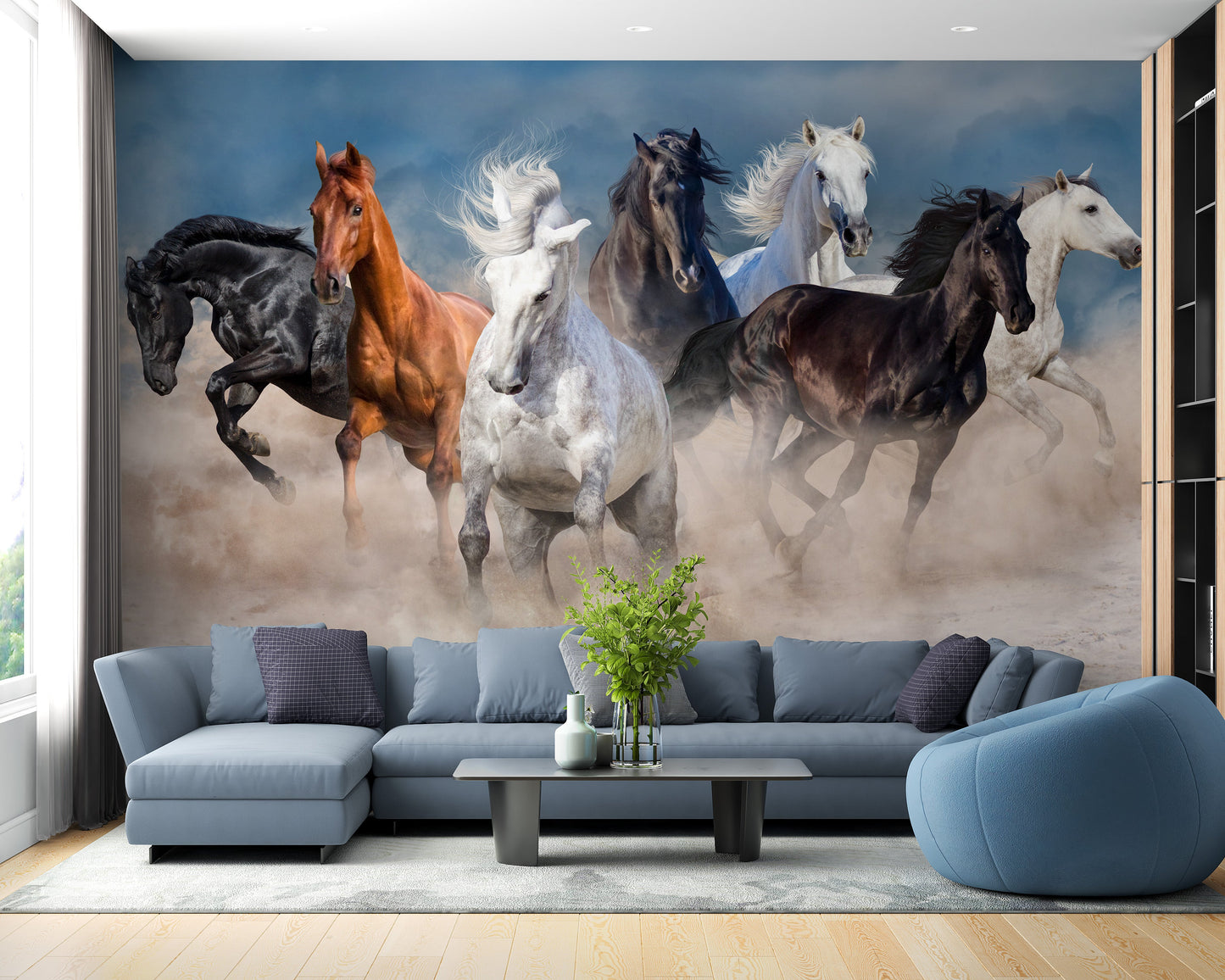 Stormy Running Horse Desert Wallpaper Mural - Giffywalls