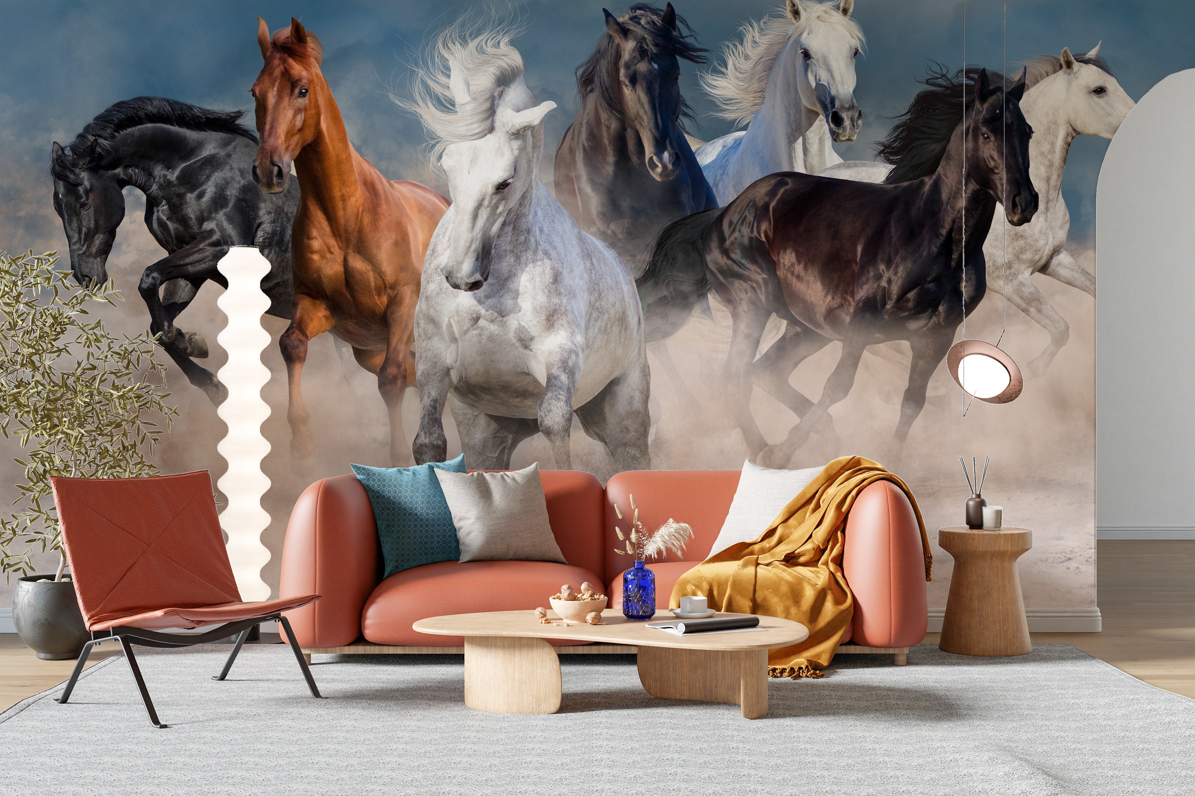 Stormy Running Horse Desert Wallpaper Mural - Giffywalls