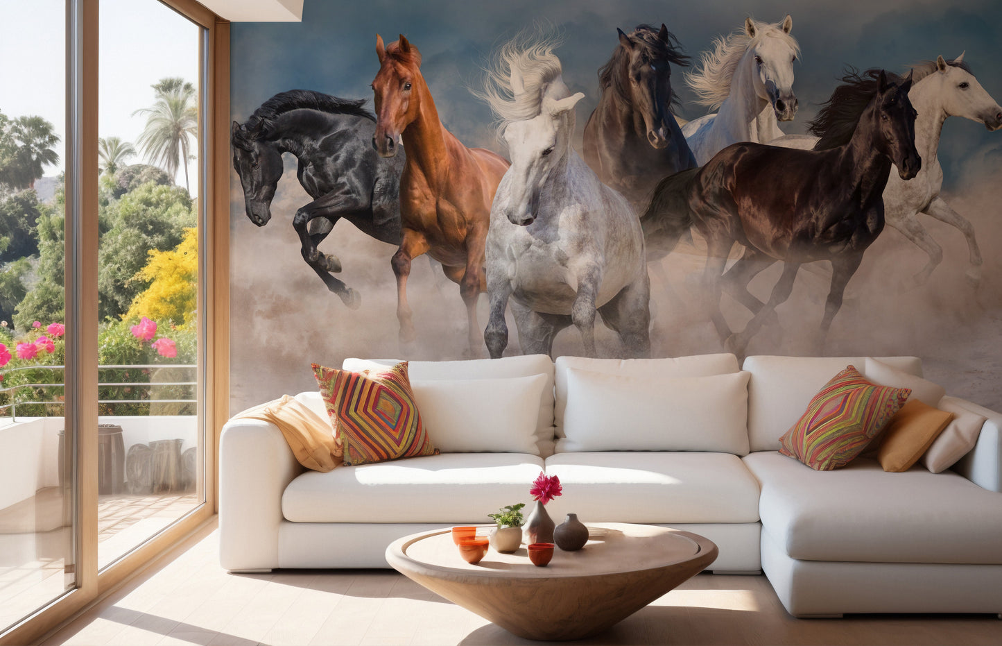 Stormy Running Horse Desert Wallpaper Mural - Giffywalls