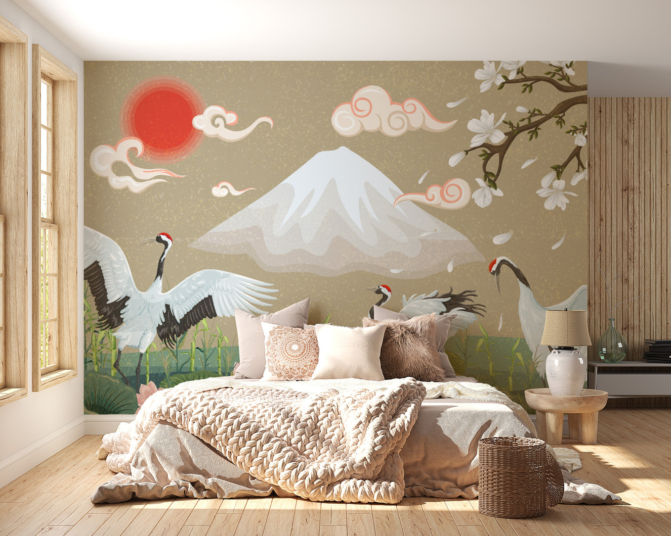 Vibrant spring mountain wallpaper mural
