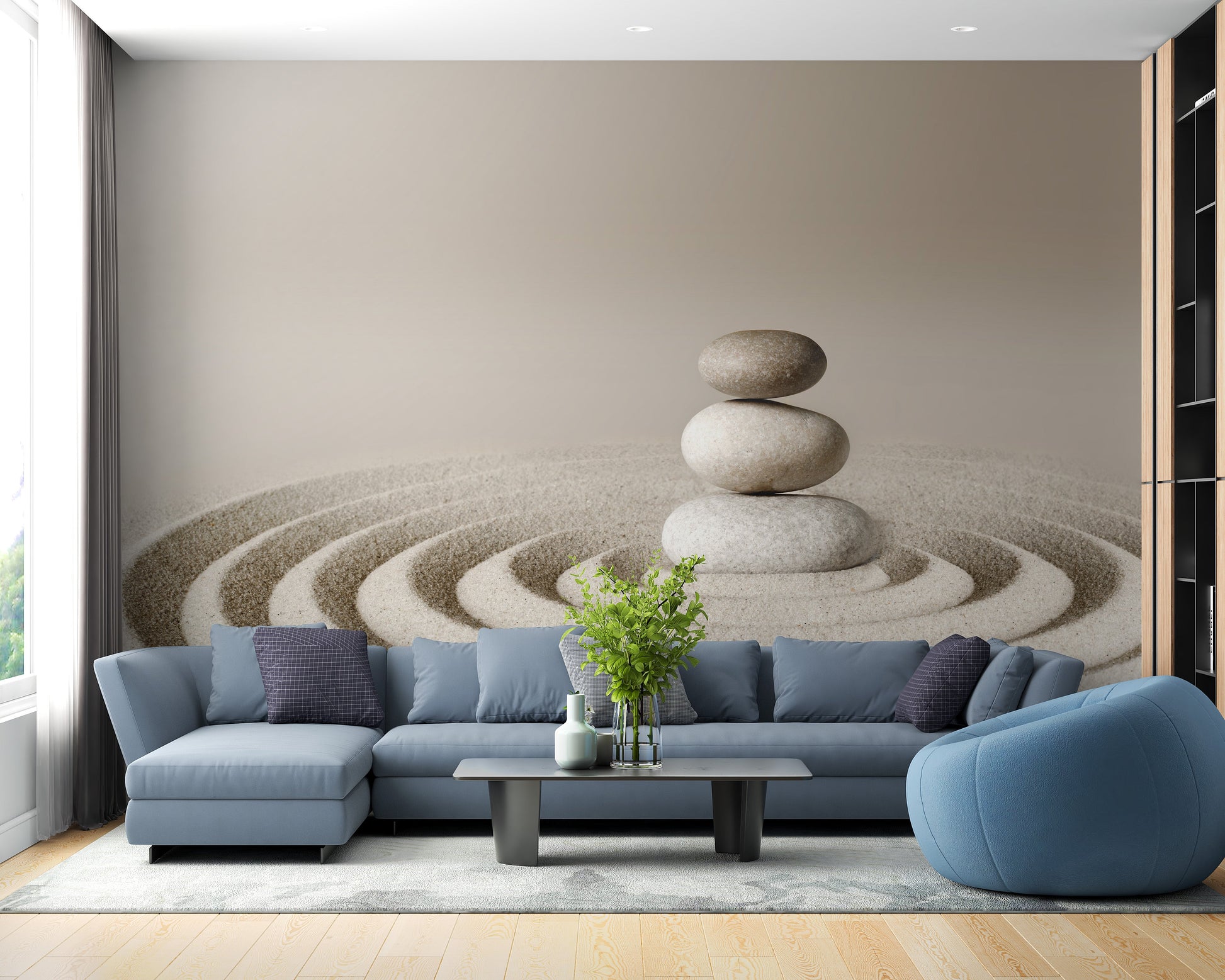 Zen Meditative Spa Stone Wallpaper Mural - Giffywalls