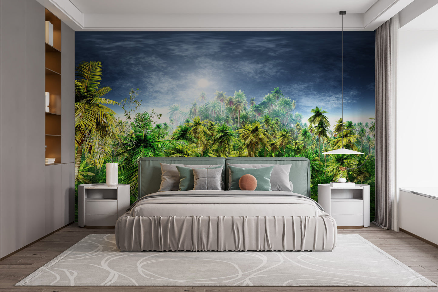 Vivid Green Rainy Morning Jungle Wallpaper Mural - Giffywalls