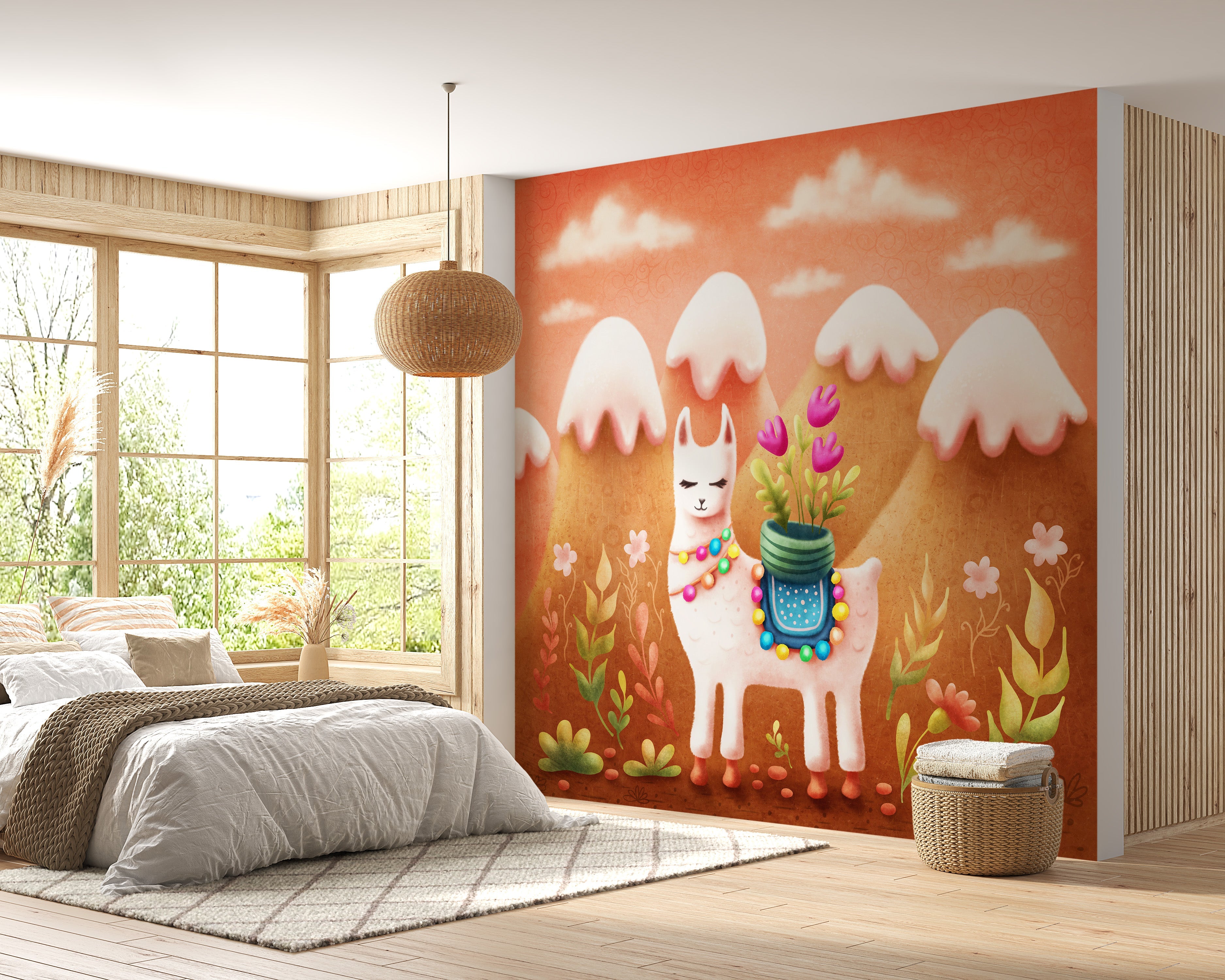 Wander Lama Dusty Mountains Wallpaper Mural - Giffywalls