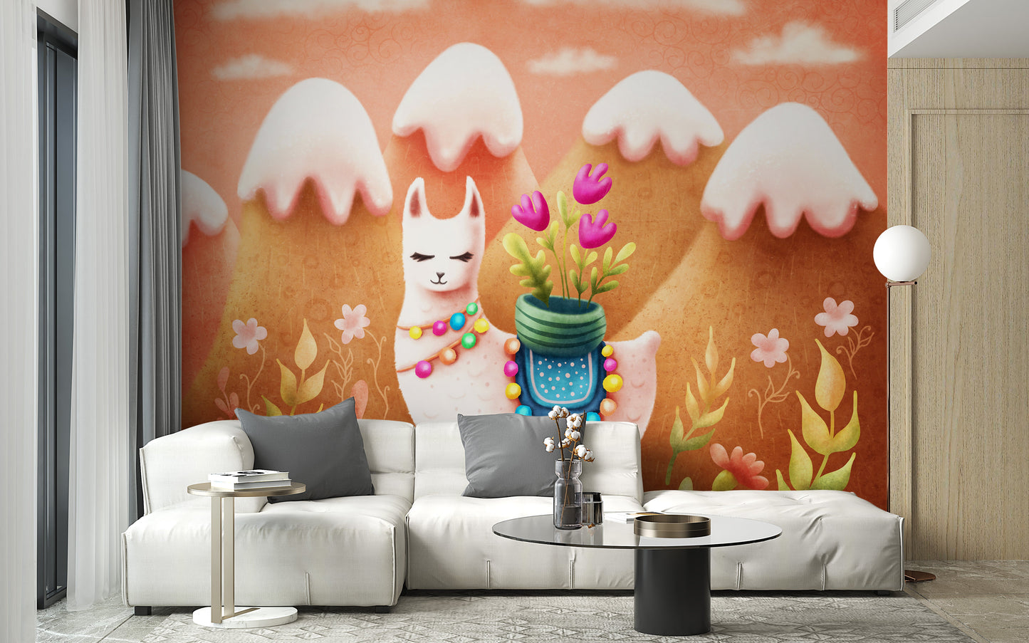 Wander Lama Dusty Mountains Wallpaper Mural - Giffywalls