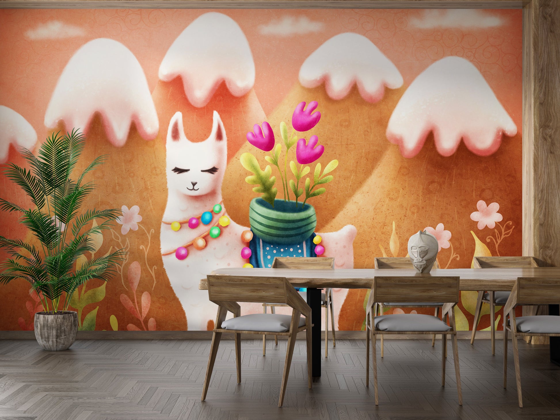 Wander Lama Dusty Mountains Wallpaper Mural - Giffywalls