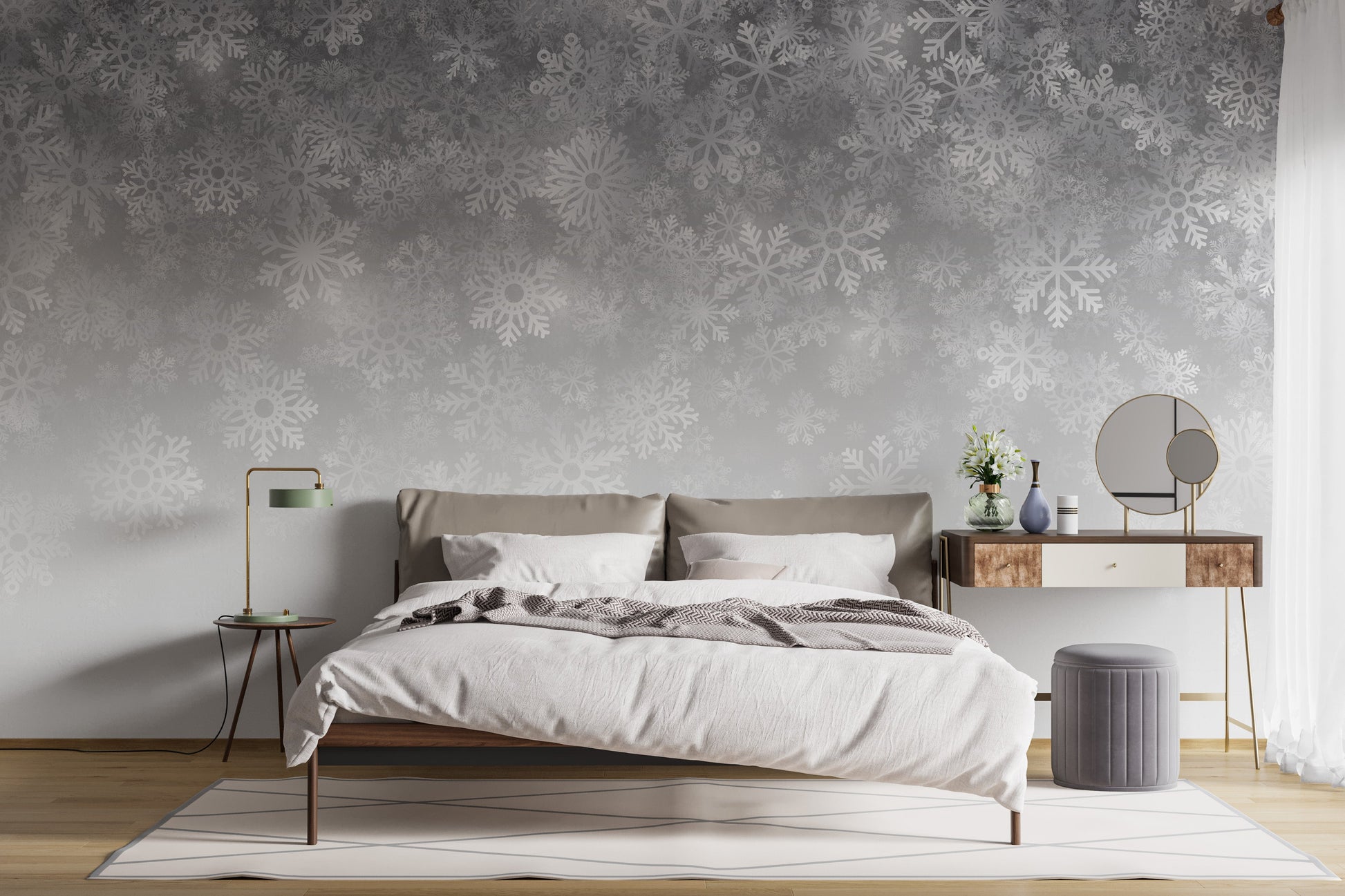 Crystalline Snowflake Wallpaper Mural - Giffywalls