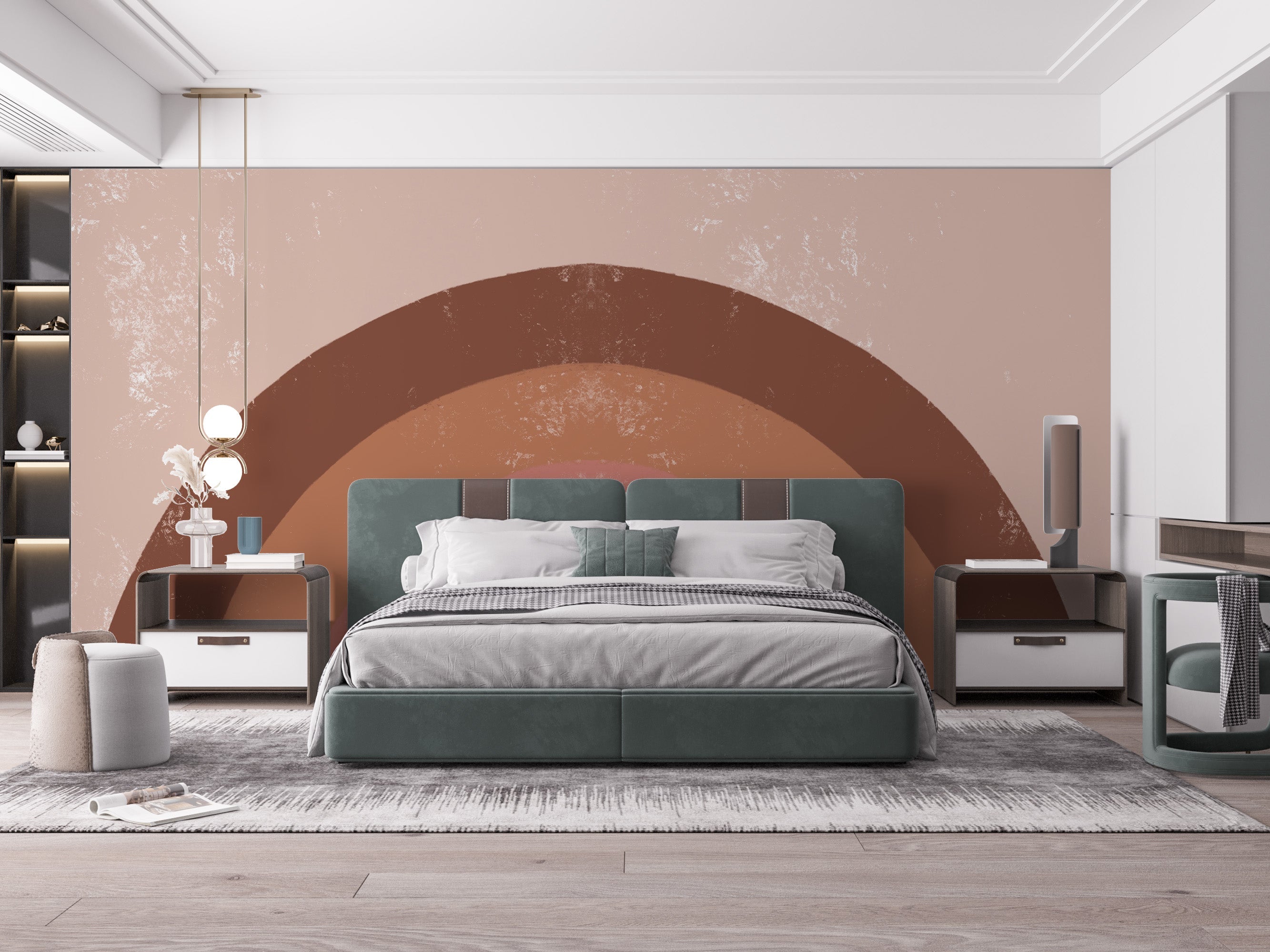 Brown Boho Kids Rainbow Wallpaper Mural - Giffywalls