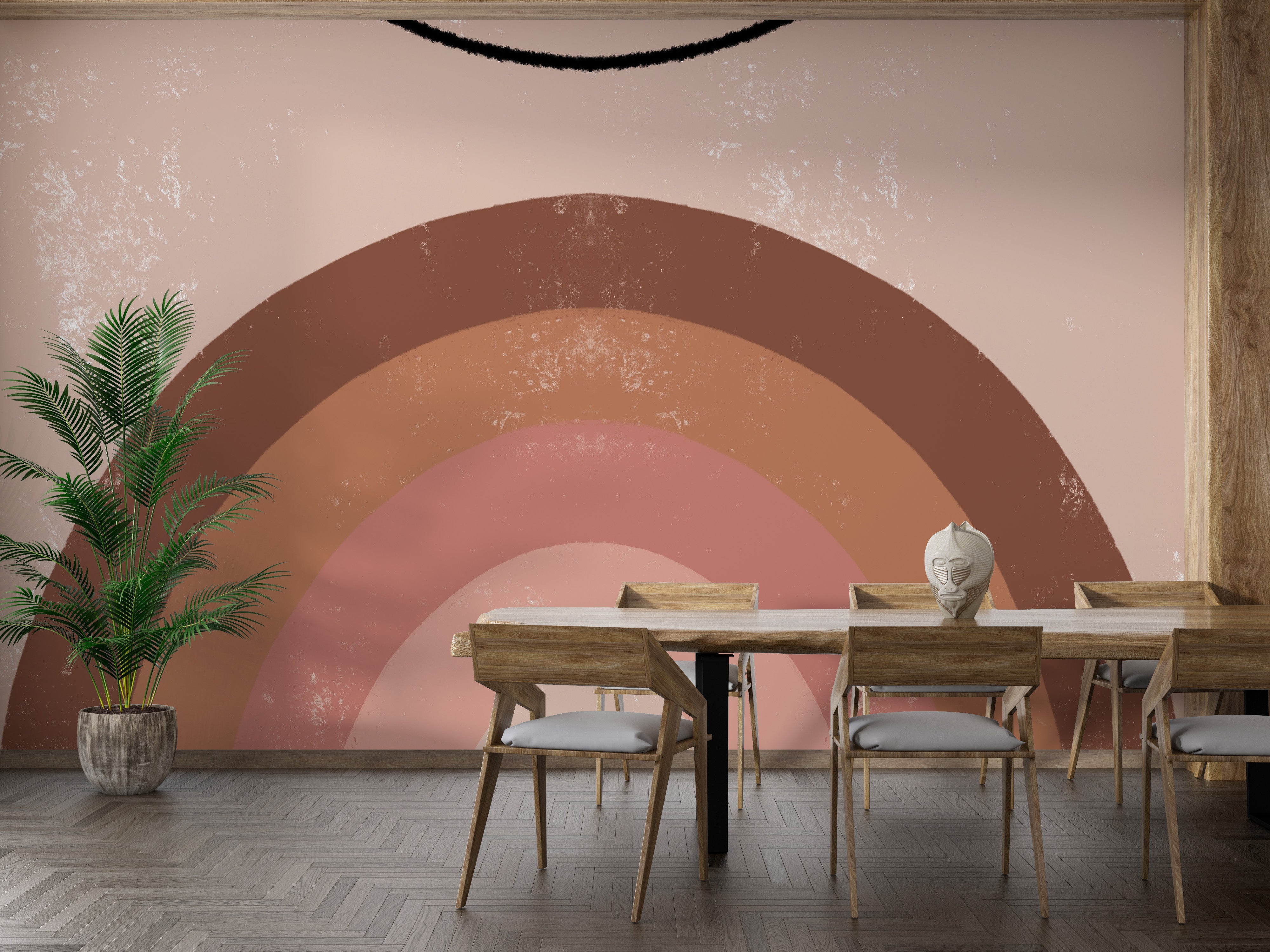 Brown Boho Kids Rainbow Wallpaper Mural - Giffywalls