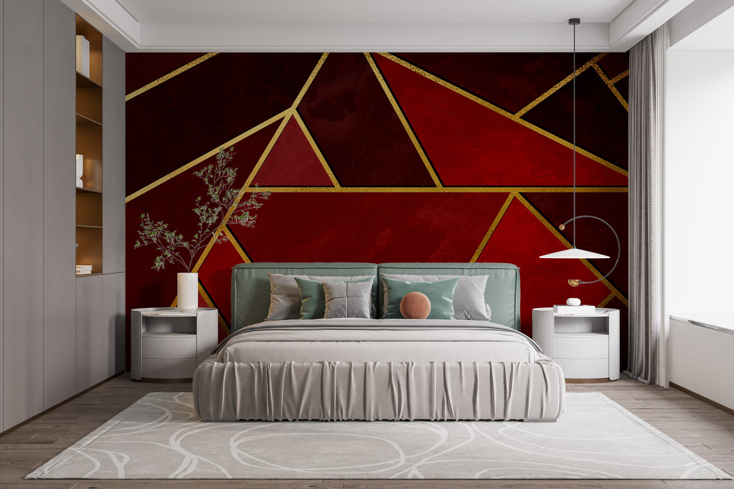 Red and Black Abstract Mosaic Wallpaper Murals - Giffywalls