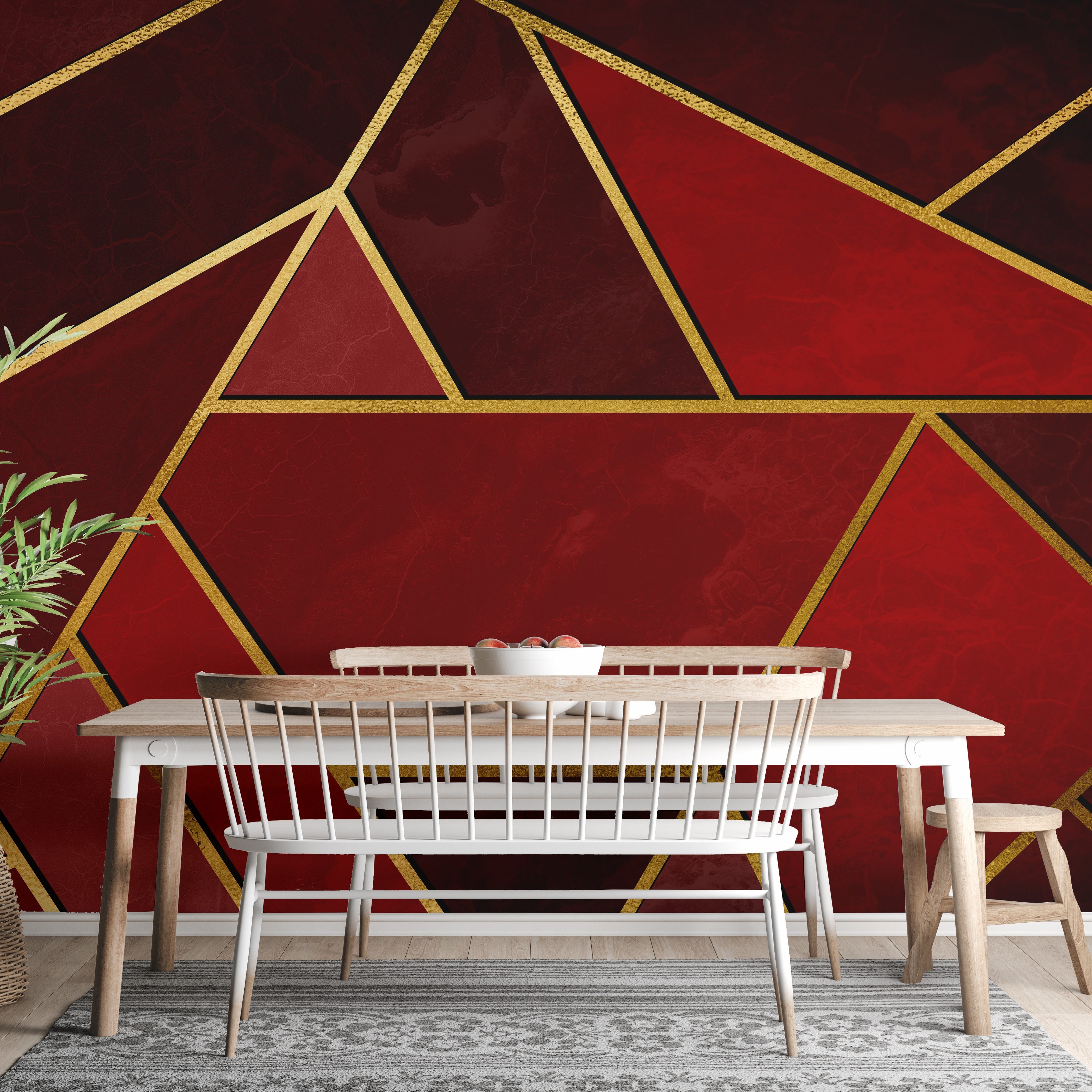 Red and Black Abstract Mosaic Wallpaper Murals - Giffywalls