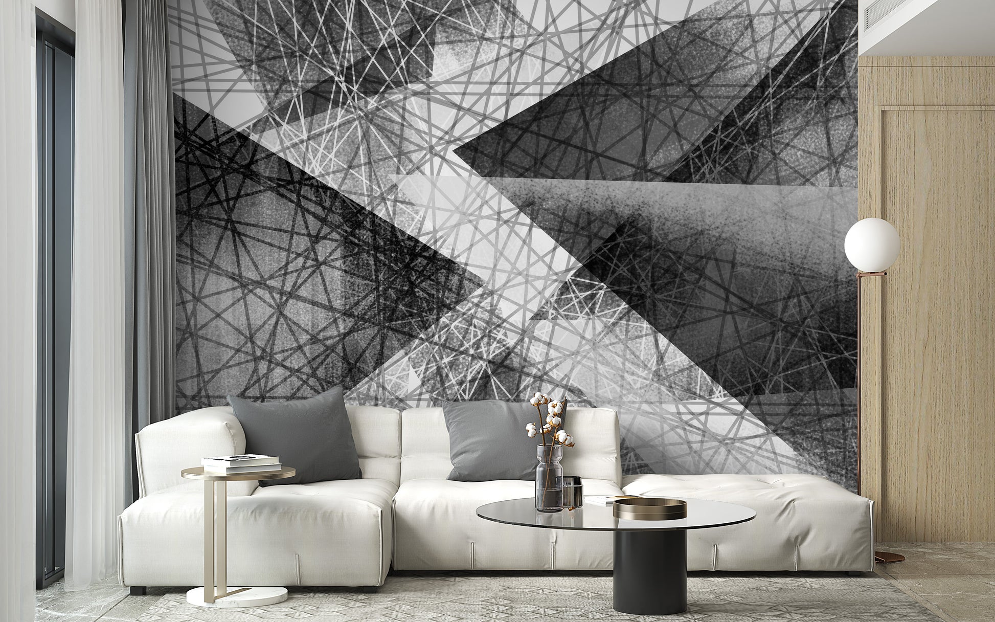 Black & White Monochrome Geometric Art Wallpaper - Giffywalls