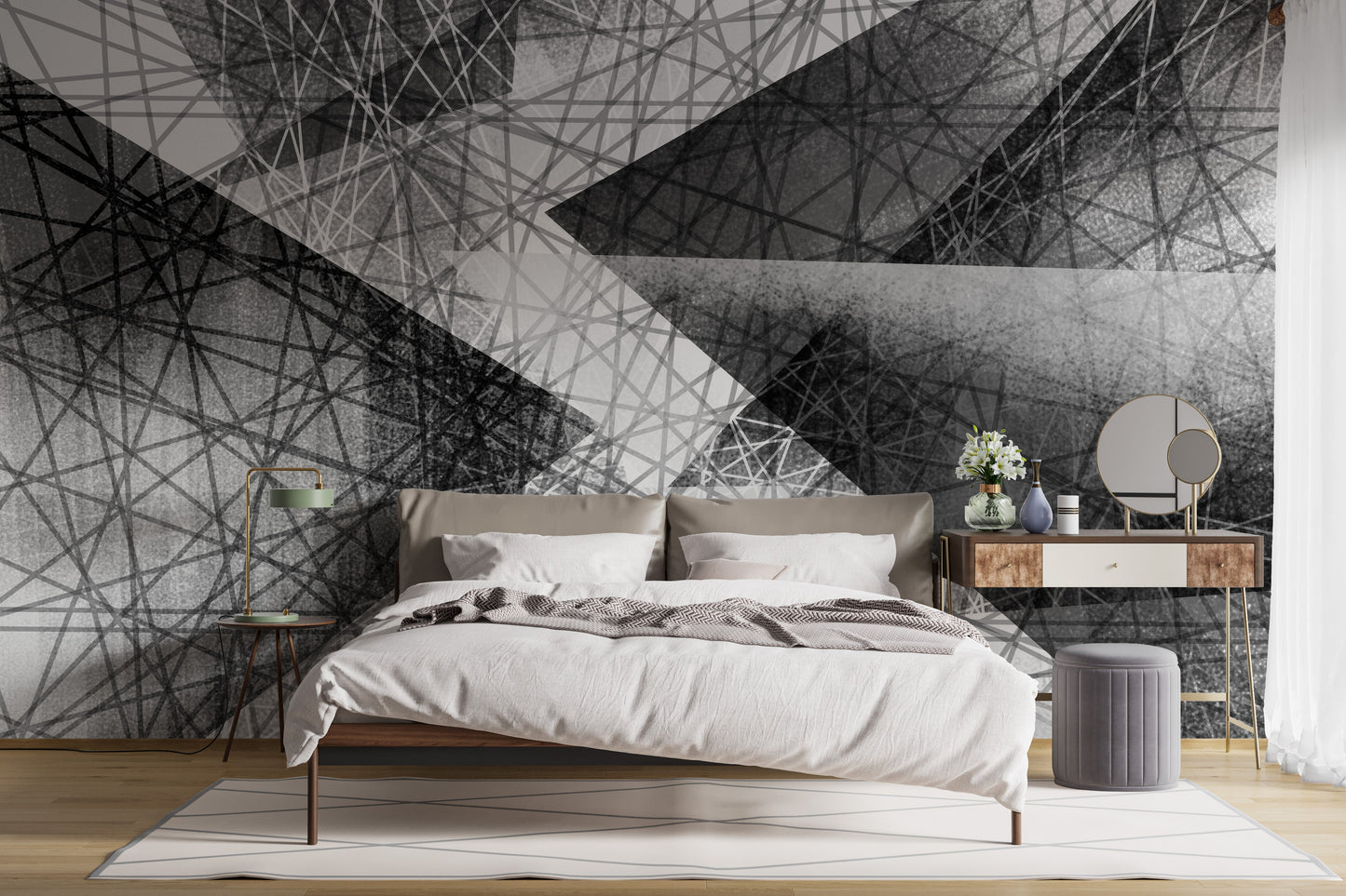 Black & White Monochrome Geometric Art Wallpaper - Giffywalls