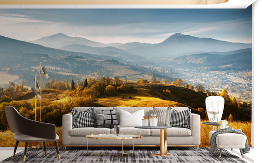 Scenic autumn mountains wallpaper mural
