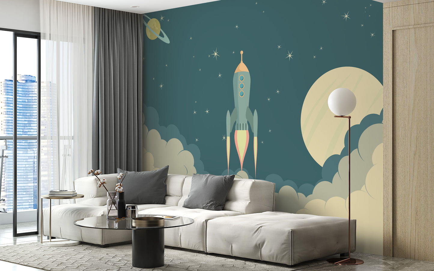 Launch Rocket Kids Cartoon Wallpaper Mural - Giffywalls