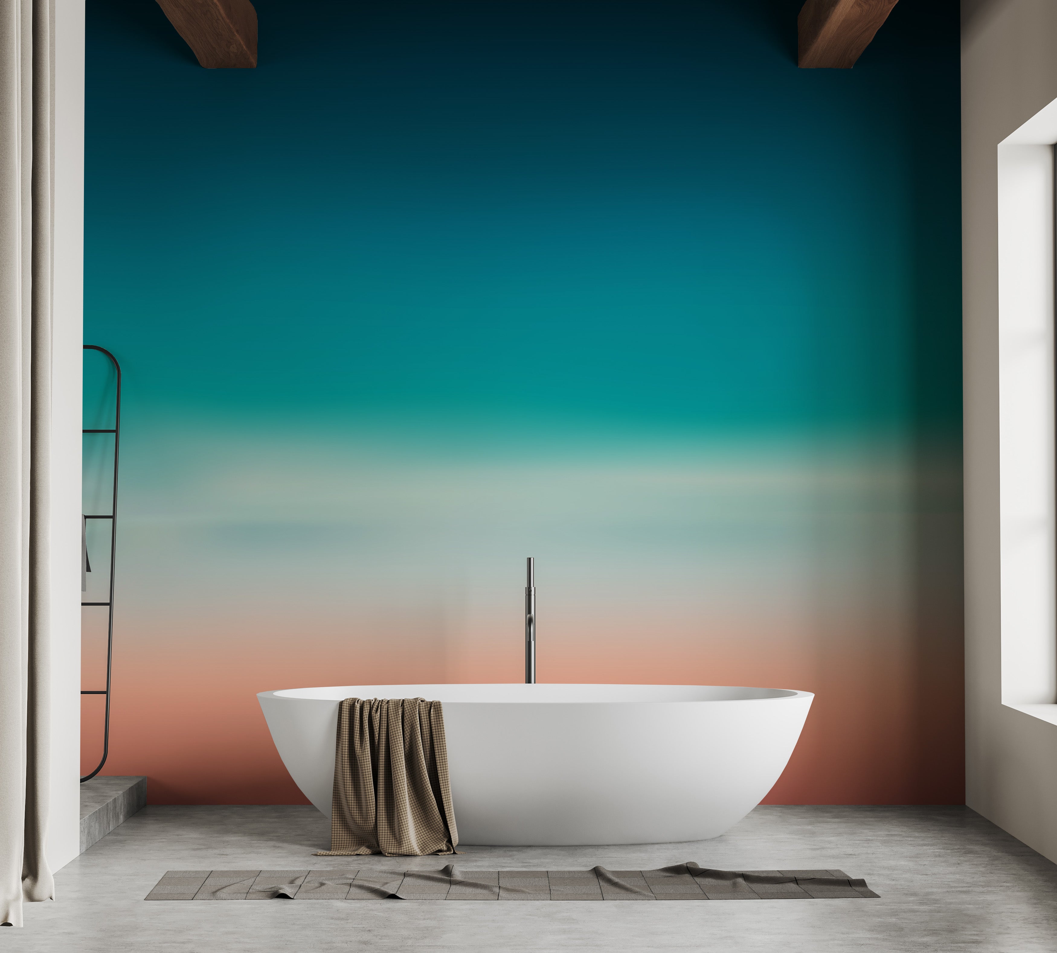 Blue and Pink Blurred Sea Ombre Wallpaper Mural - Giffywalls