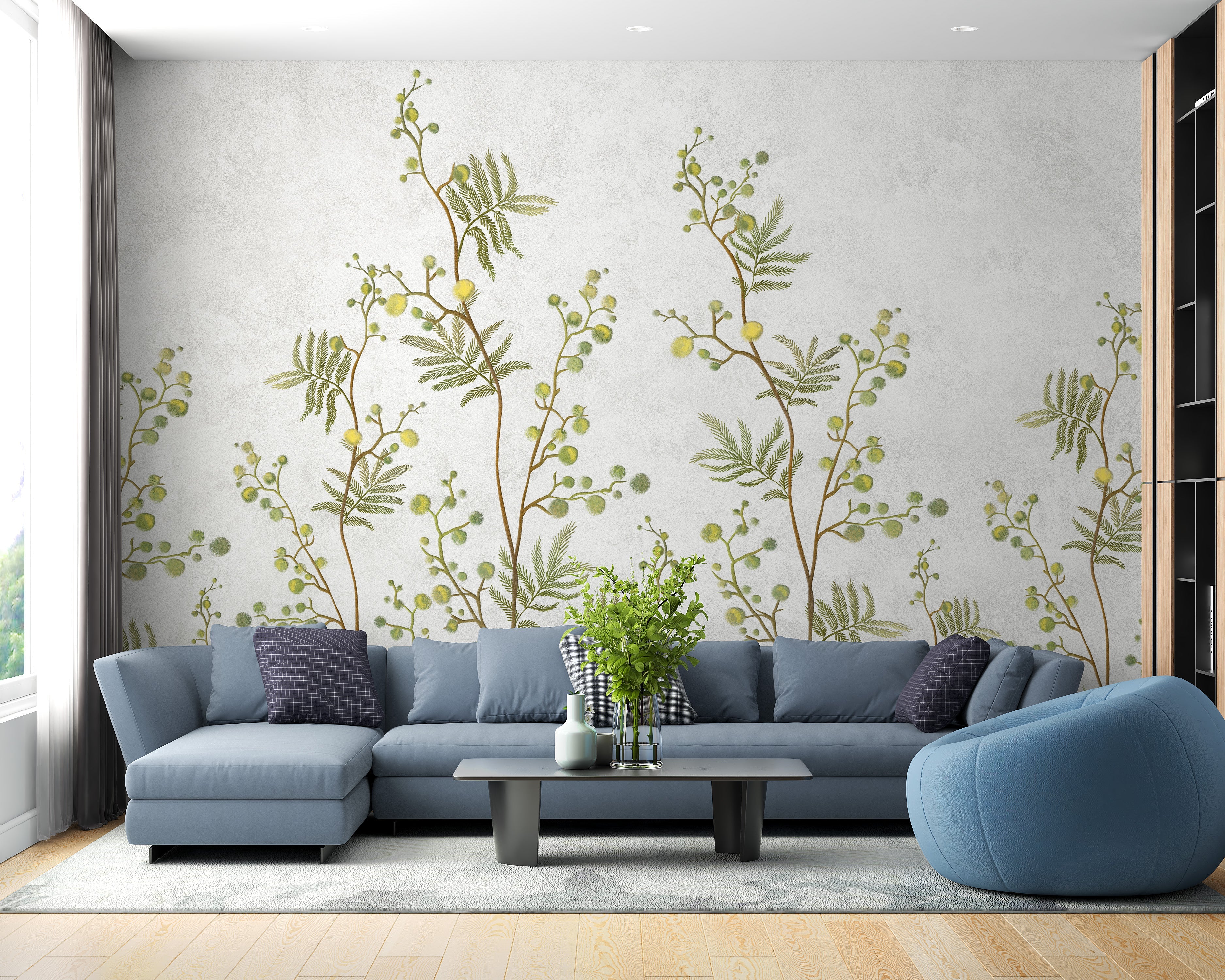 Yellow Flower Decorative Wallpaper Mural - Giffywalls