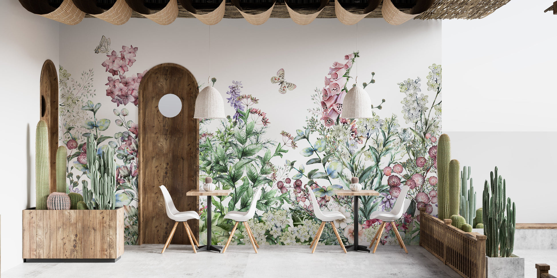 Botanical Wild Flowers & Herbs Wallpaper Mural - Giffywalls