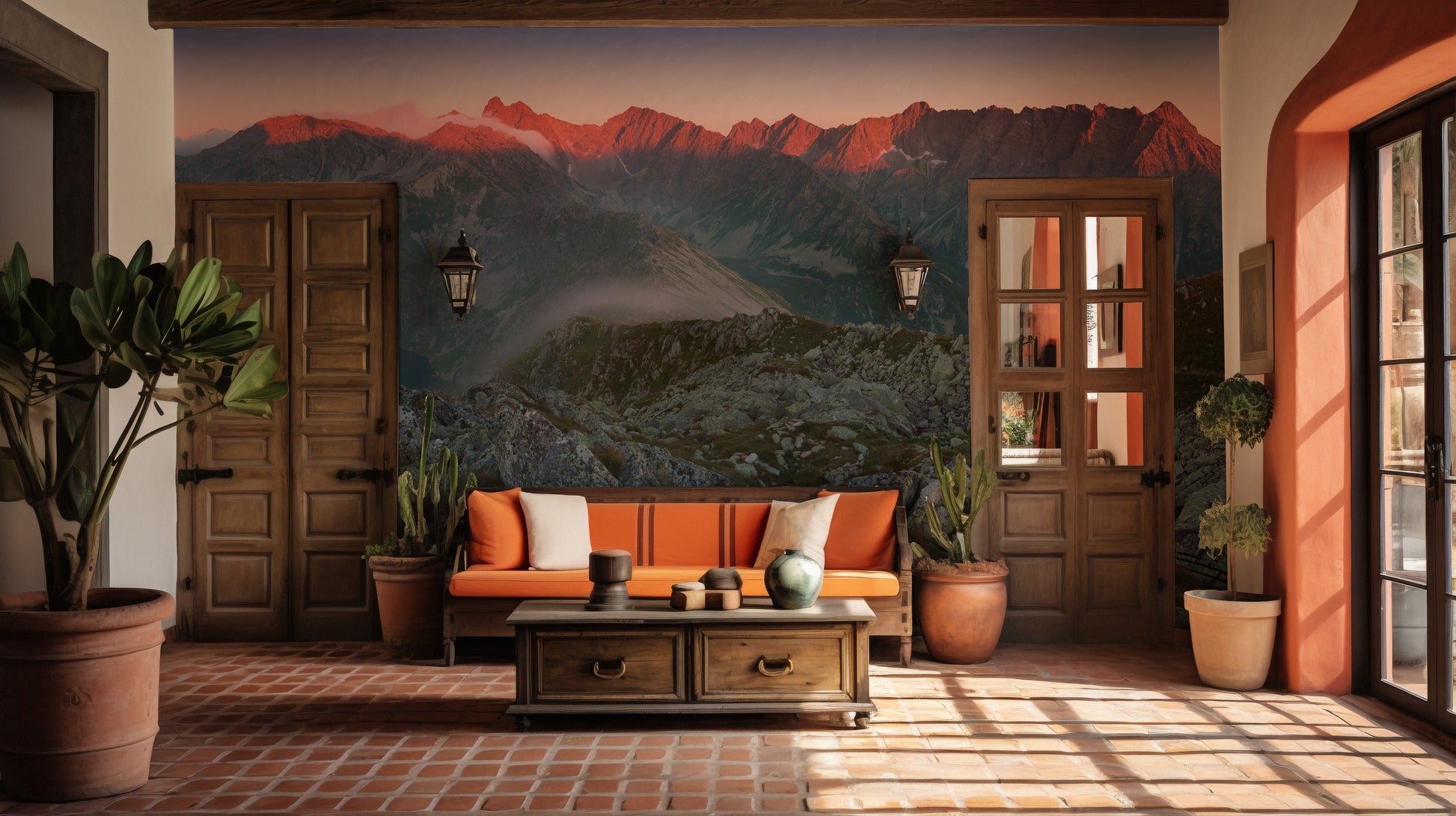 Sunset mountain wallpaper mural with Slovakian charm