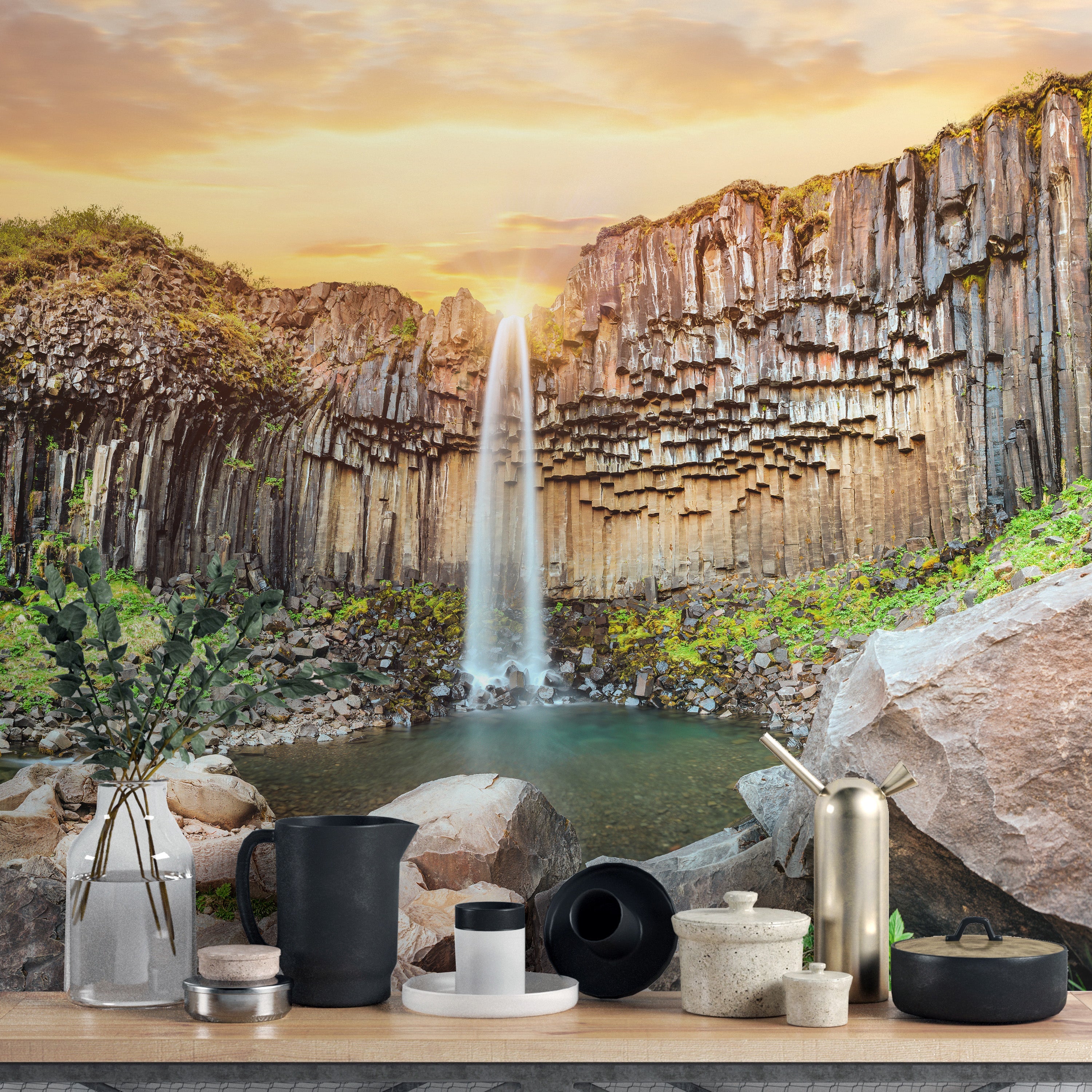 Iceland Waterfall Wallpaper Mural - Giffywalls