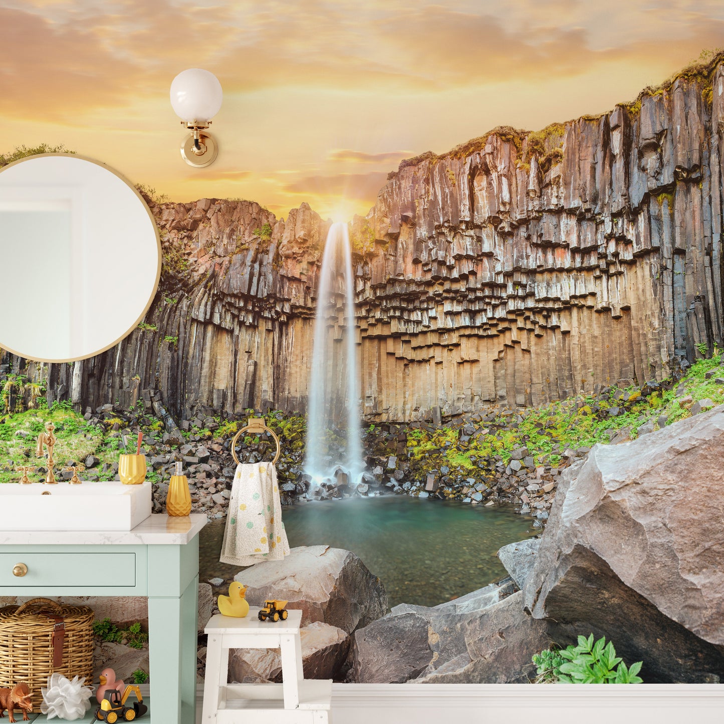 Iceland Waterfall Wallpaper Mural - Giffywalls