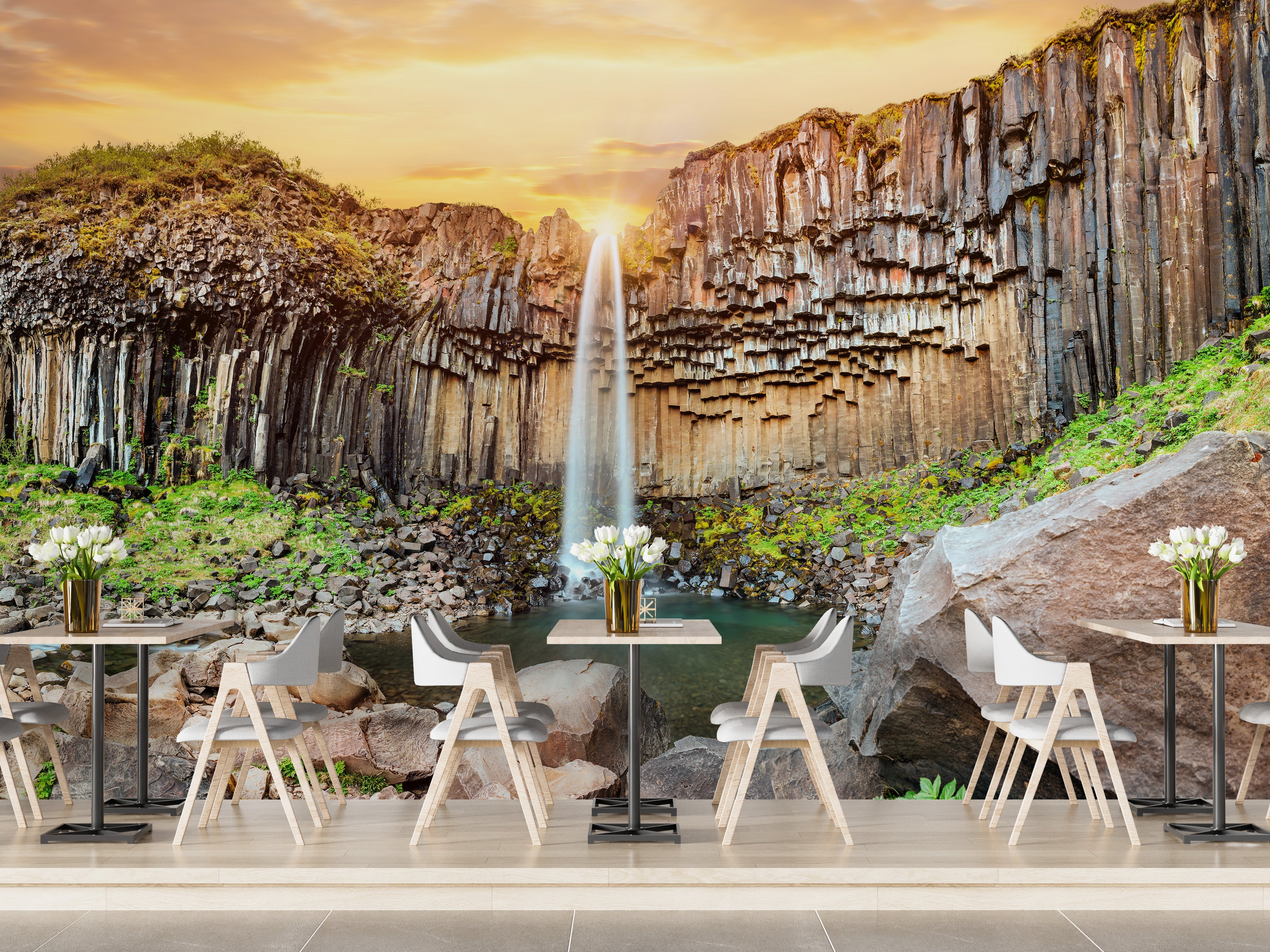 Iceland Waterfall Wallpaper Mural - Giffywalls