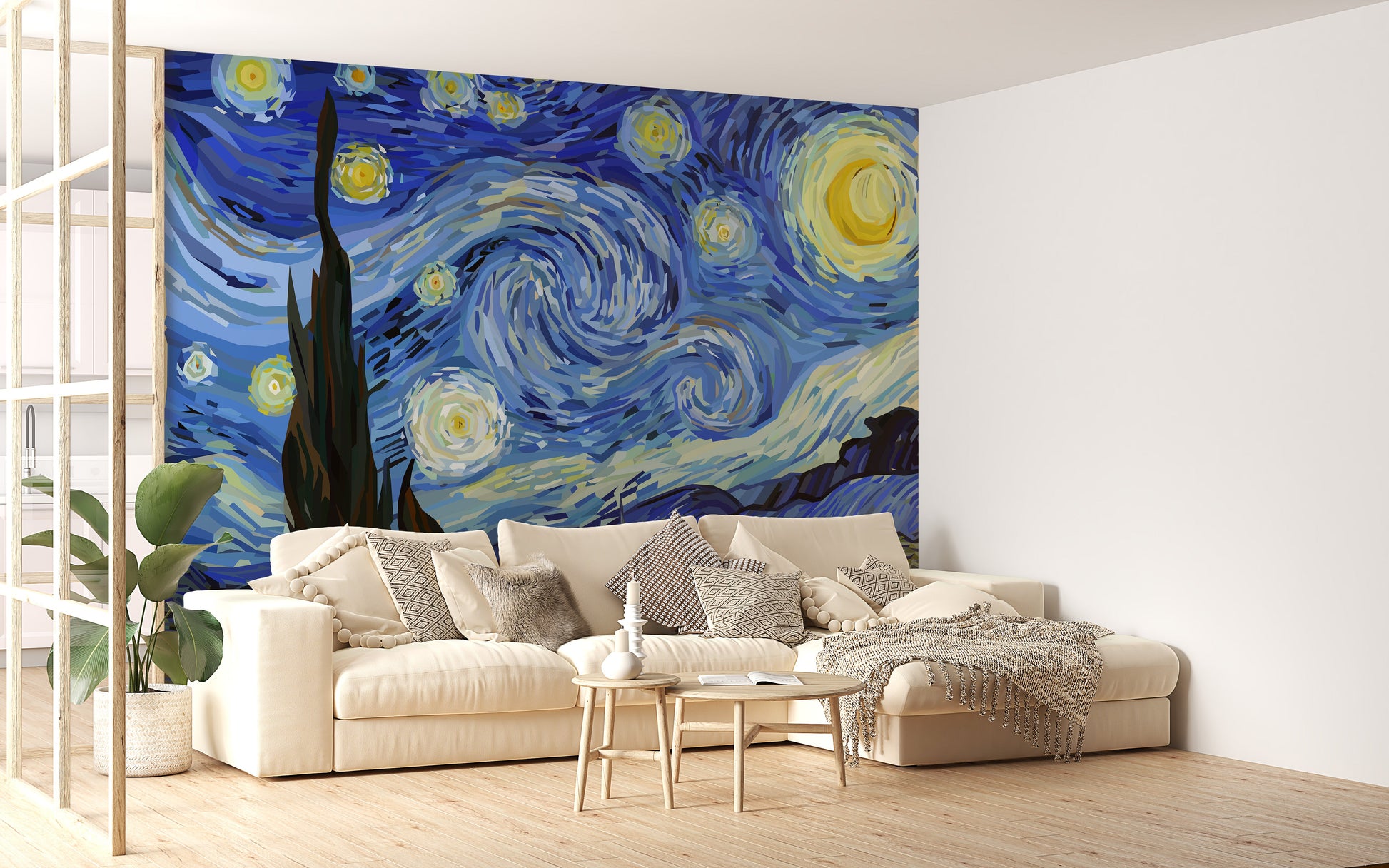 Starry Night Van Gogh Design Wallpaper Mural - Giffywalls