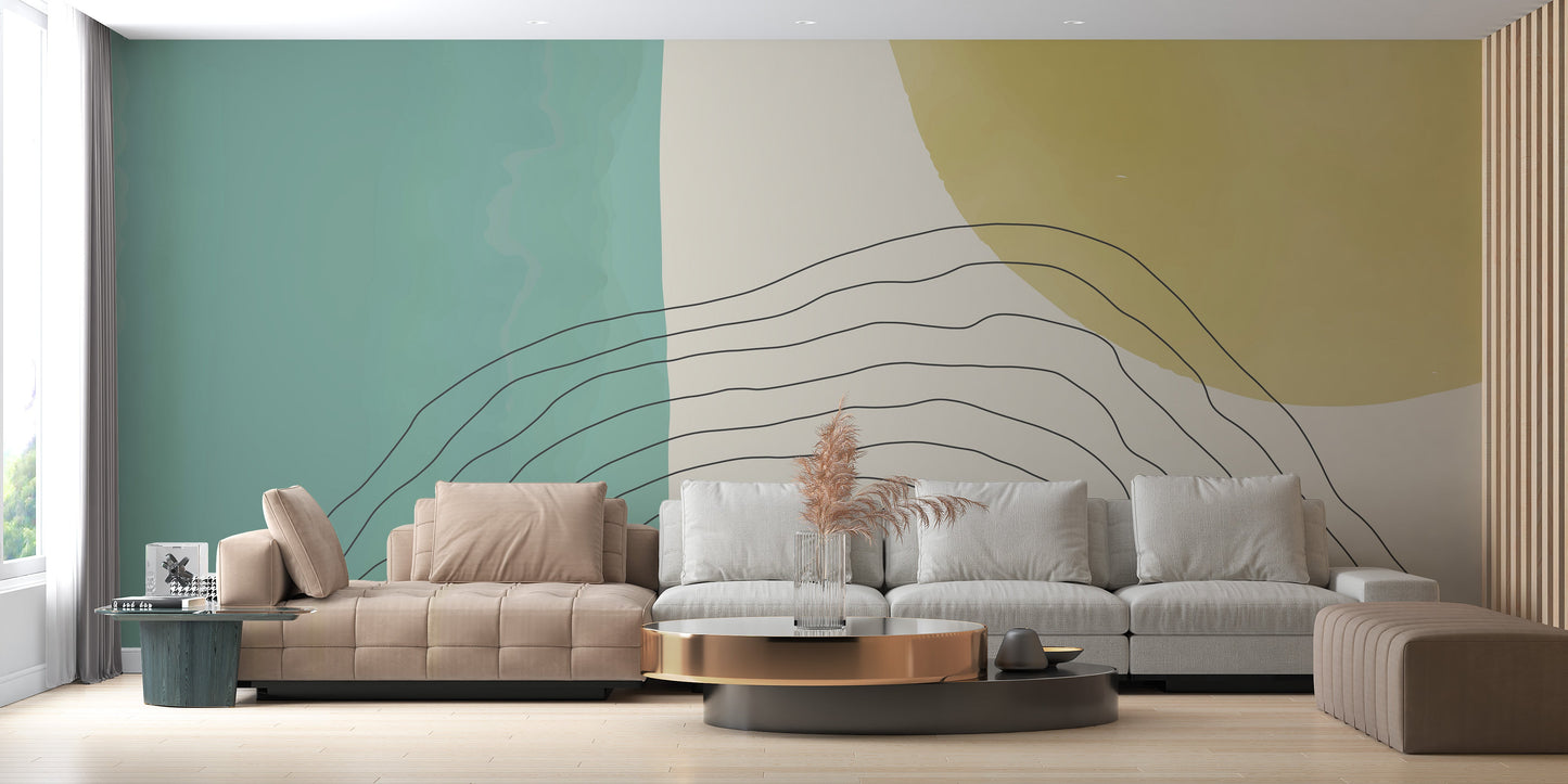 Dual Tone Watercolor Abstract Wallpaper Mural - Giffywalls