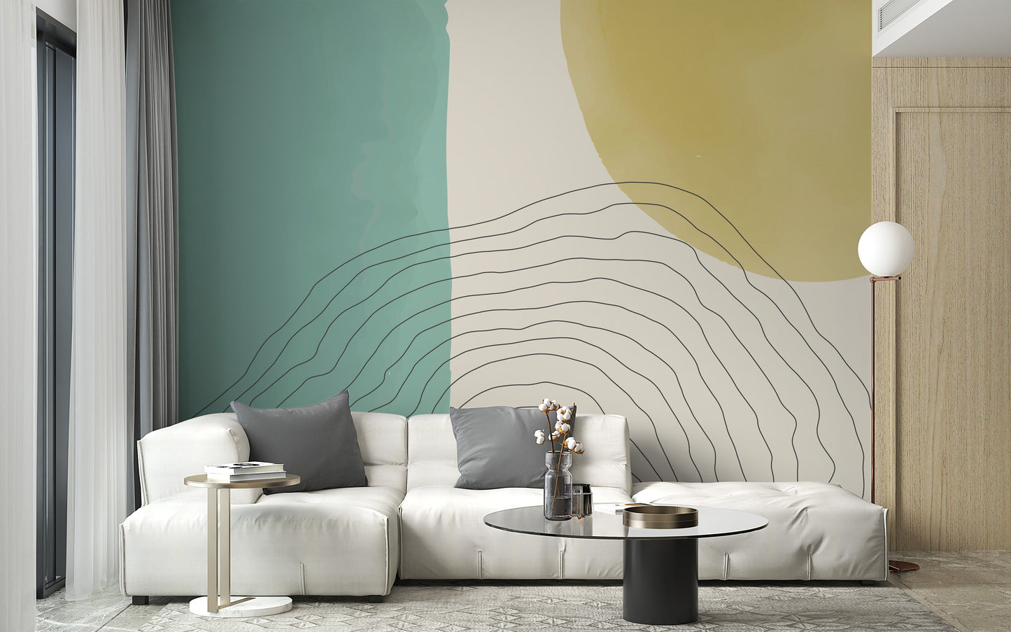 Dual Tone Watercolor Abstract Wallpaper Mural - Giffywalls